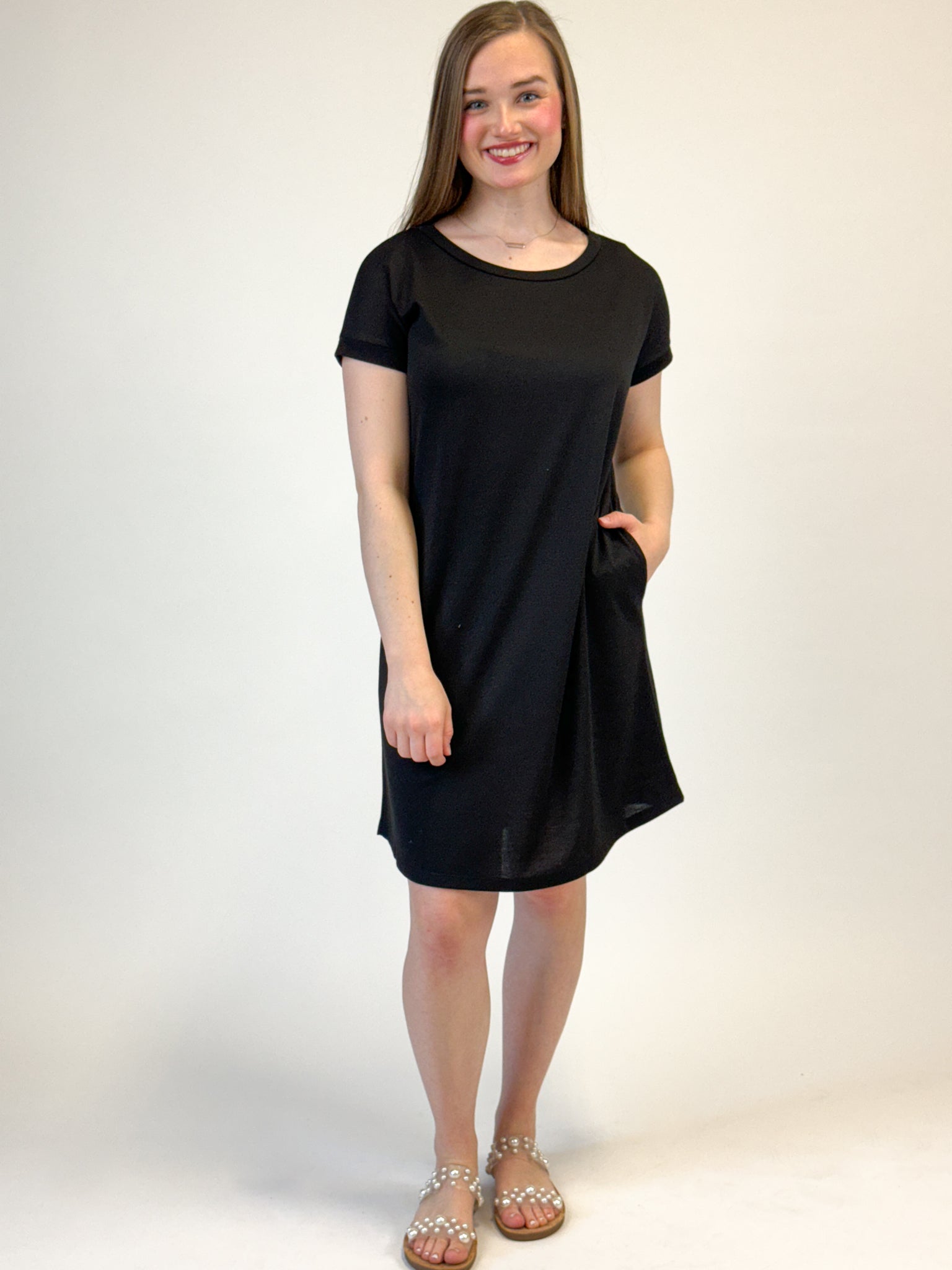 Solid Terry Dress - Black