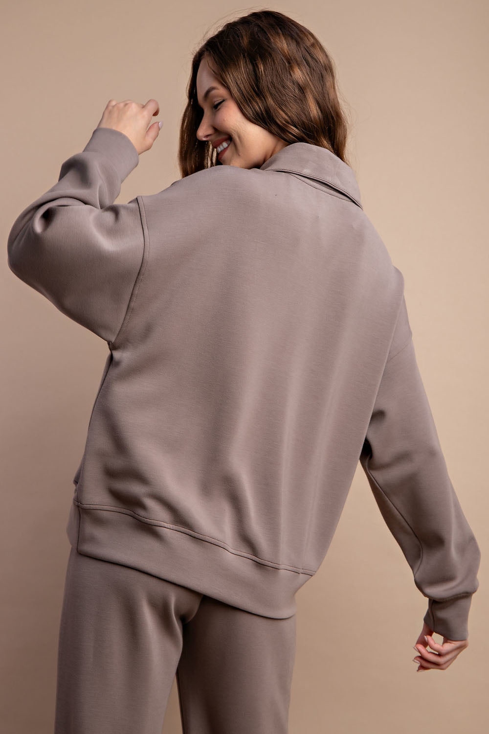 Modal Quarter Zip Mock Neck Pullover