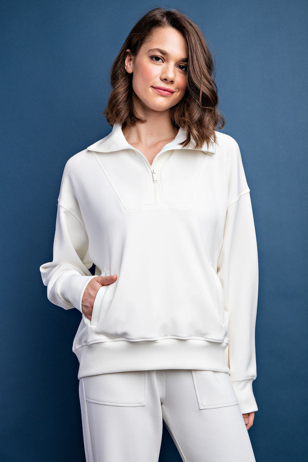 Modal Quarter Zip Mock Neck Pullover