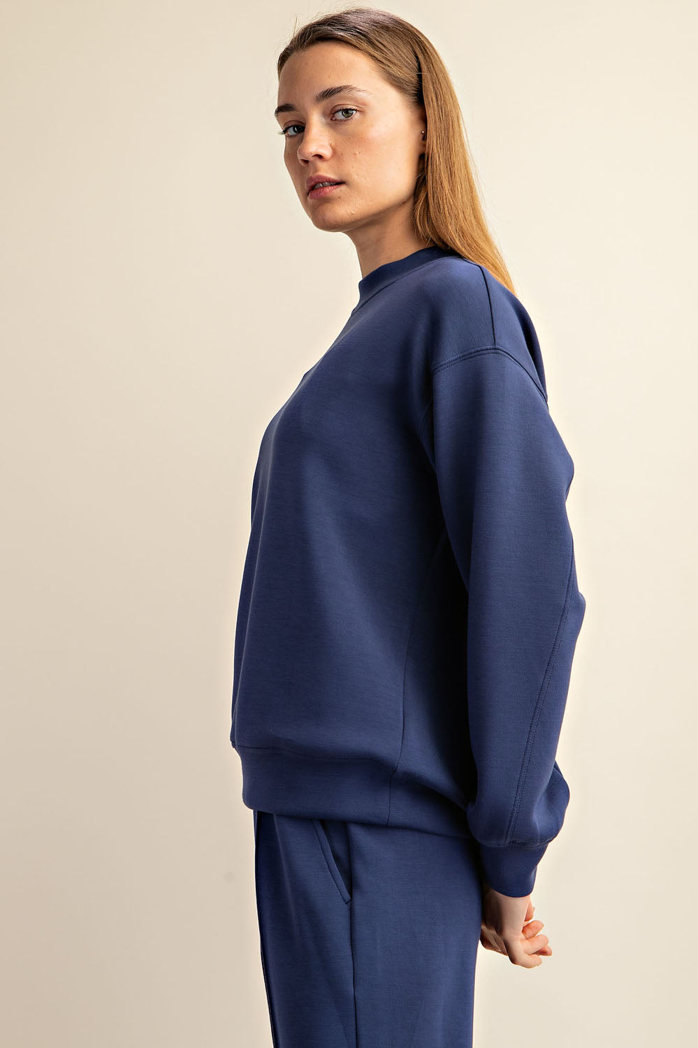 Modal Poly Span Scuba Mock Neck Pullover