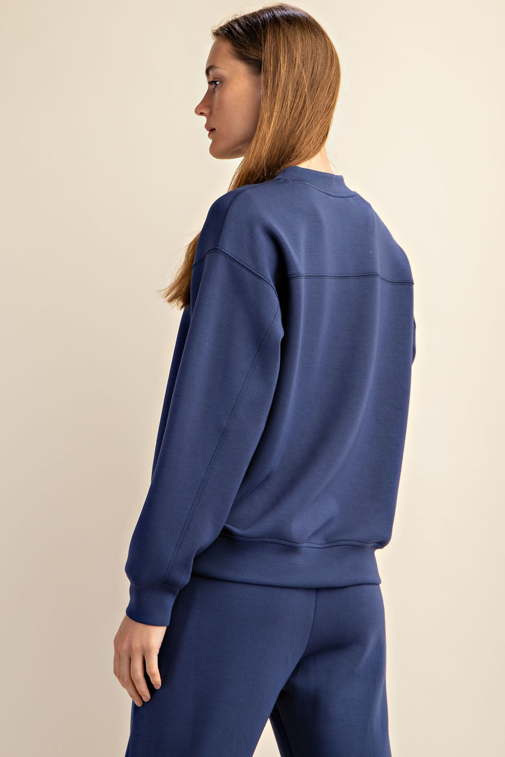 Modal Poly Span Scuba Mock Neck Pullover