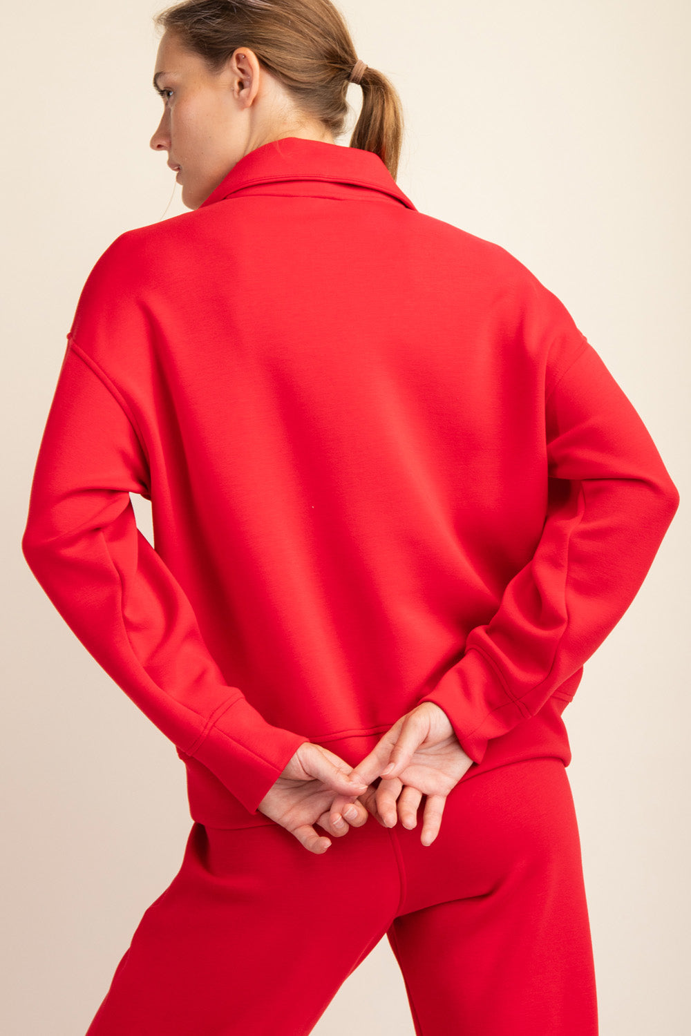 Modal Quarter Zip Mock Neck Pullover