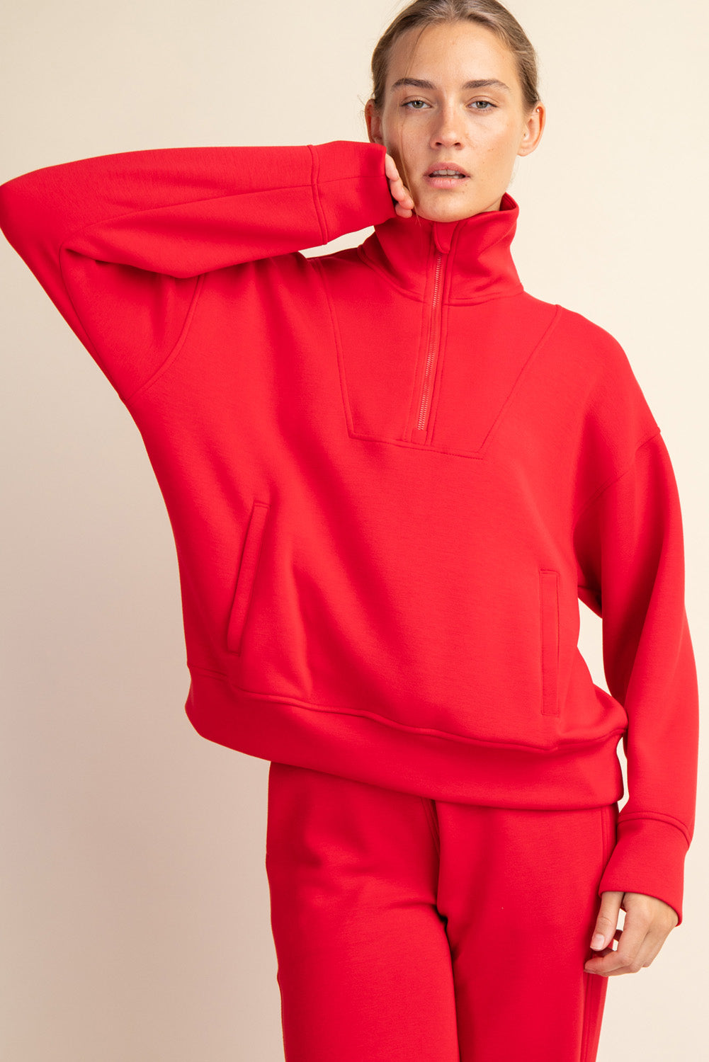 Modal Quarter Zip Mock Neck Pullover