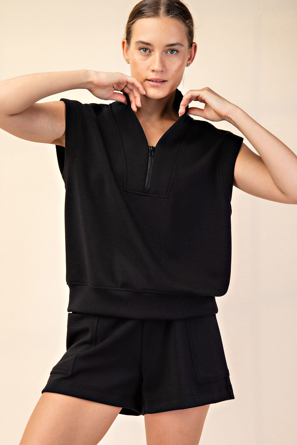 Modal V-Neck Sleeveless Top - Black