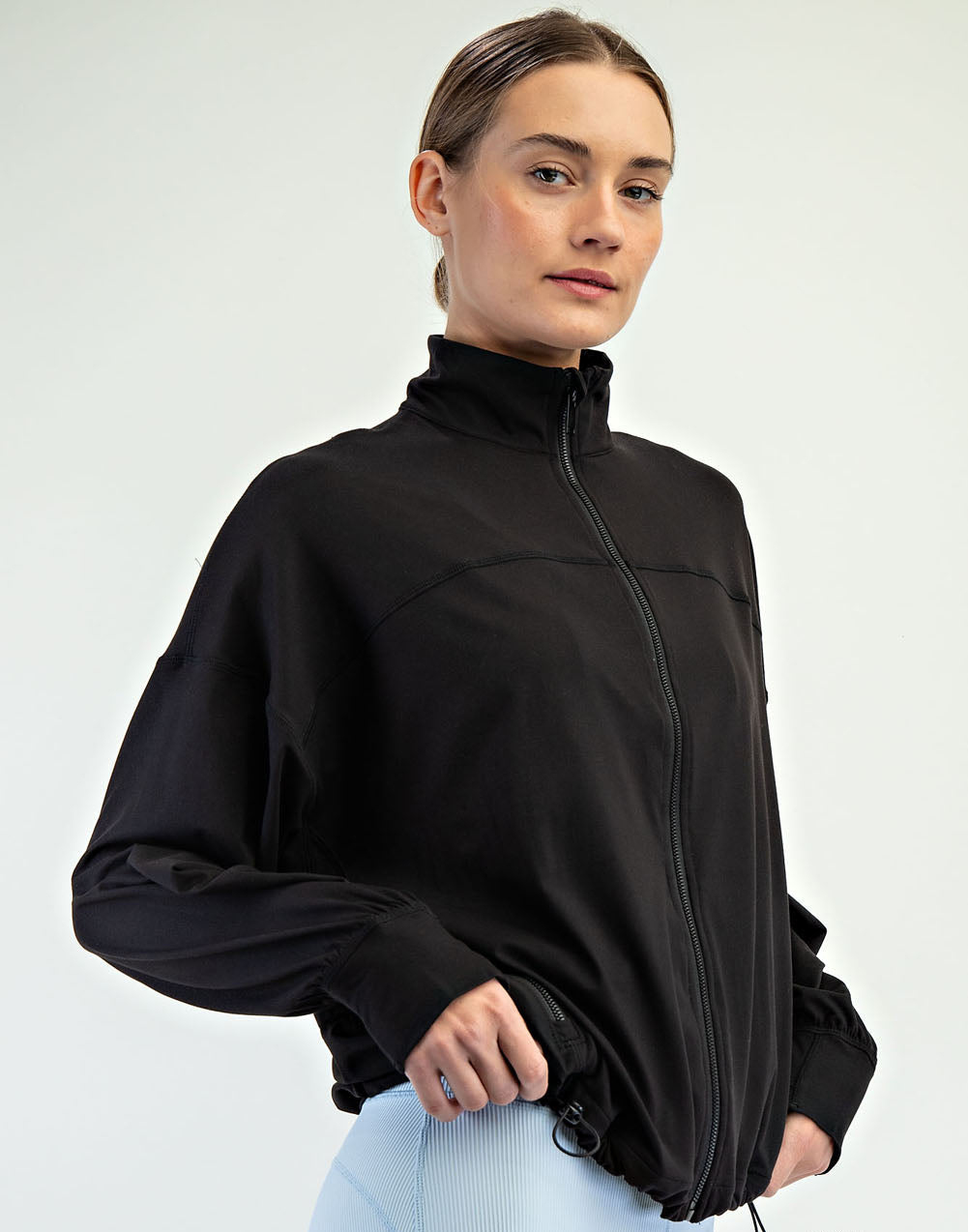 Butter Long Sleeve Zip-Up Jacket - Black