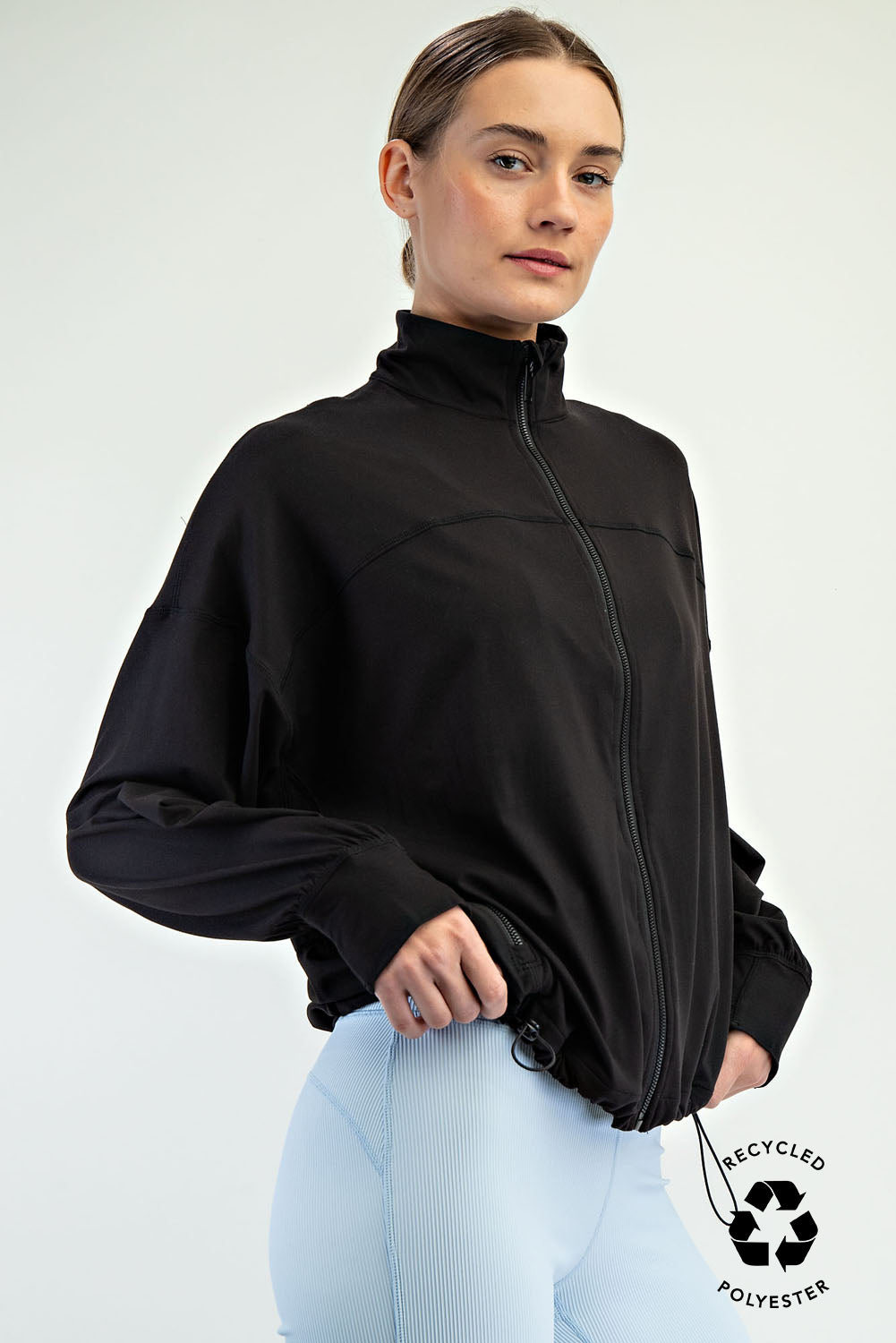Butter Long Sleeve Zip-Up Jacket - Black