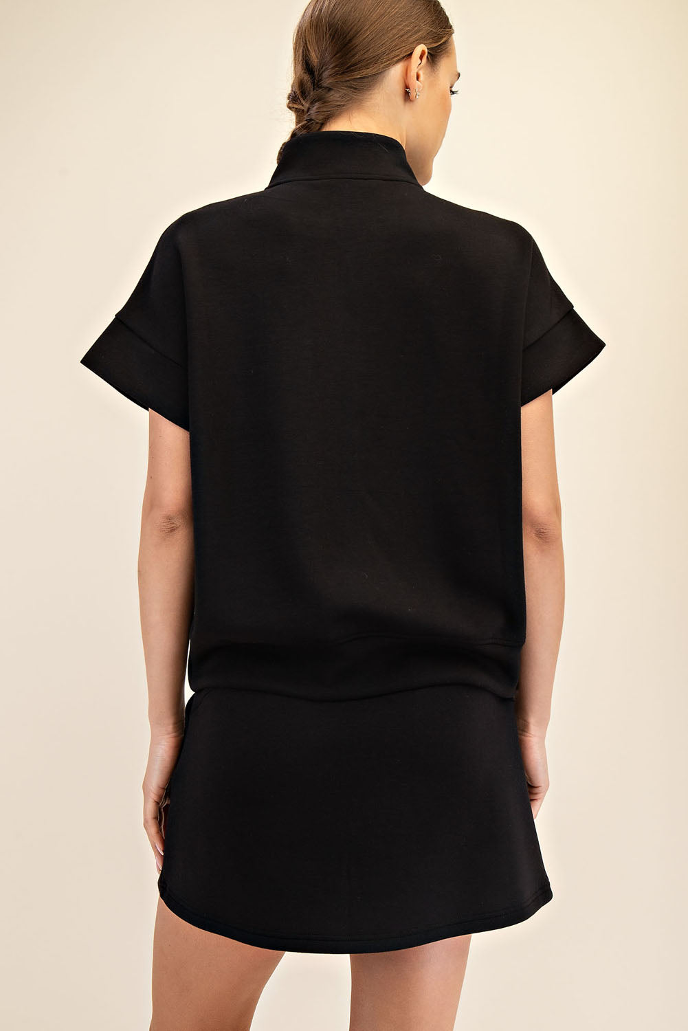Modal 1/4 Zip Short Sleeve Top PLUS SIZE