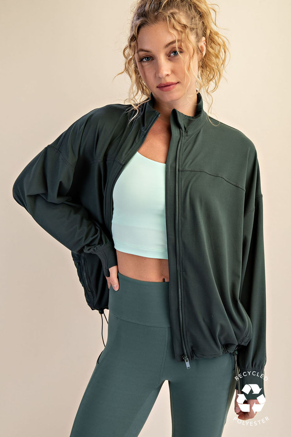 Recycled Butter Zip-Up Jacket - Dark Forest