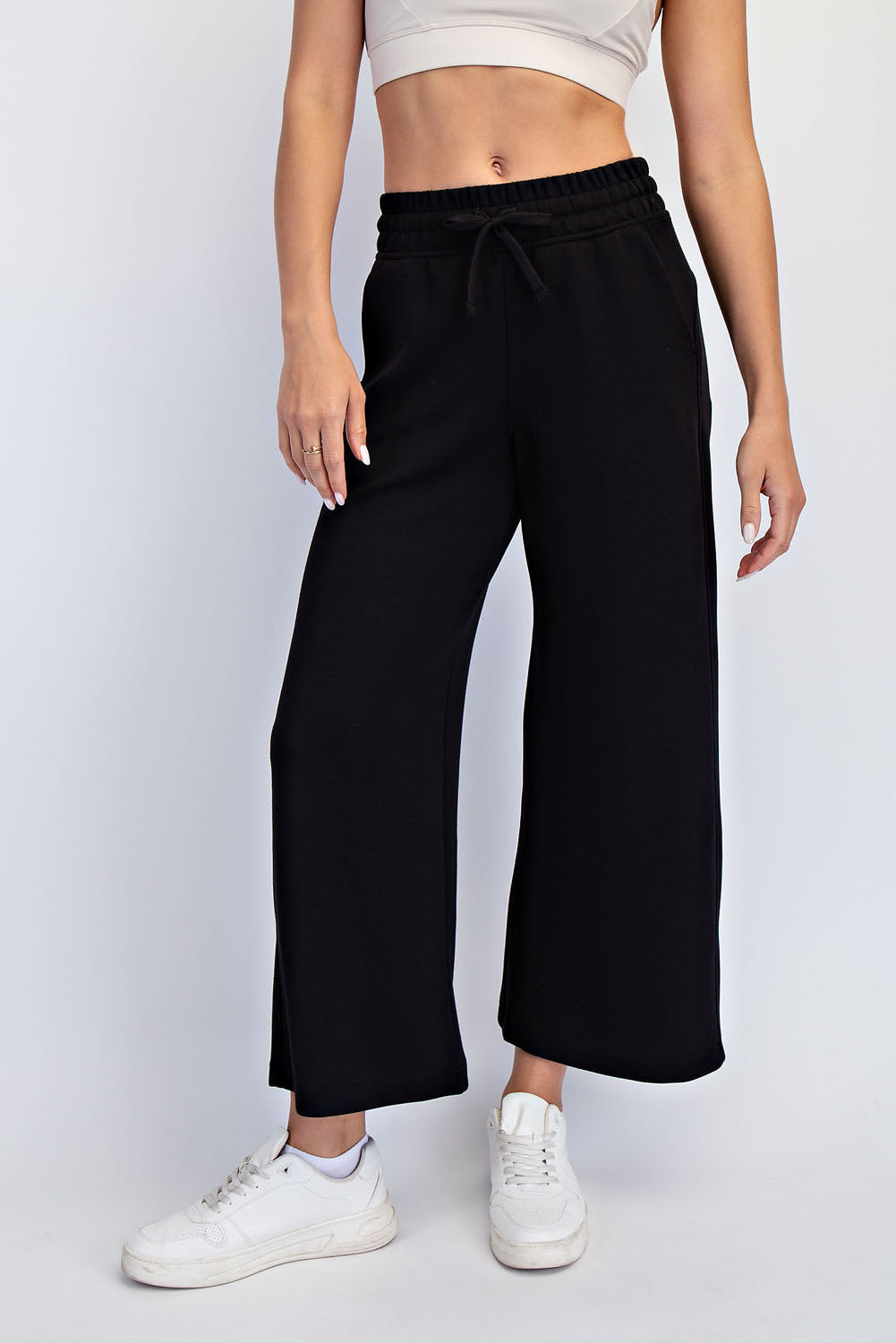 Modal Poly Cropped Wide Pant