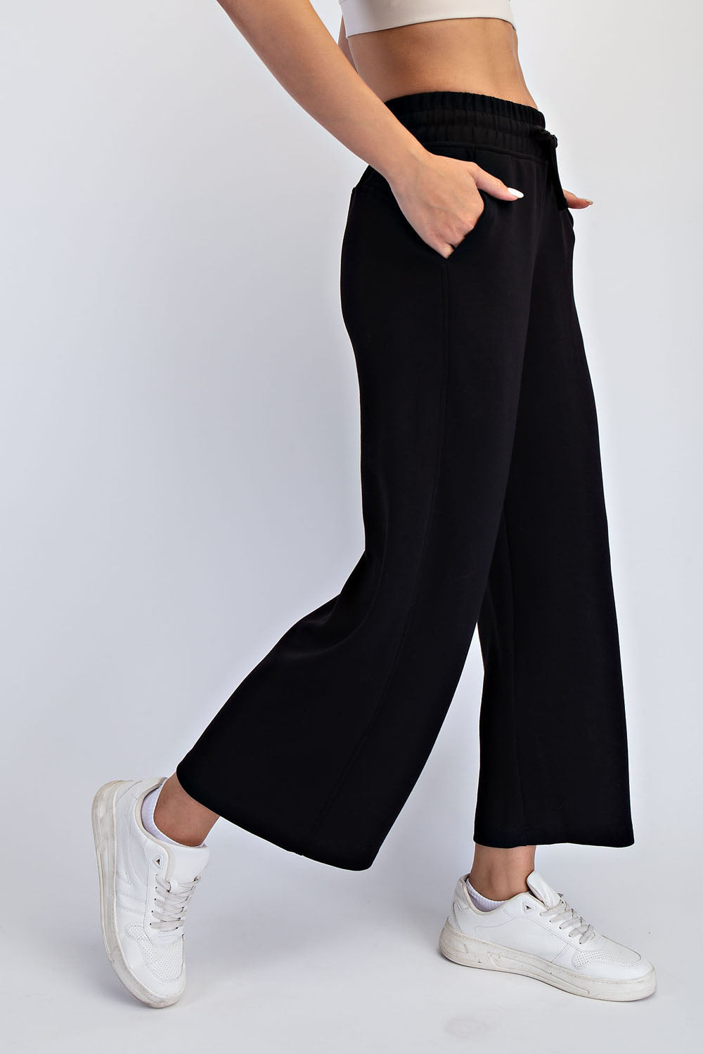 Modal Poly Cropped Wide Pant