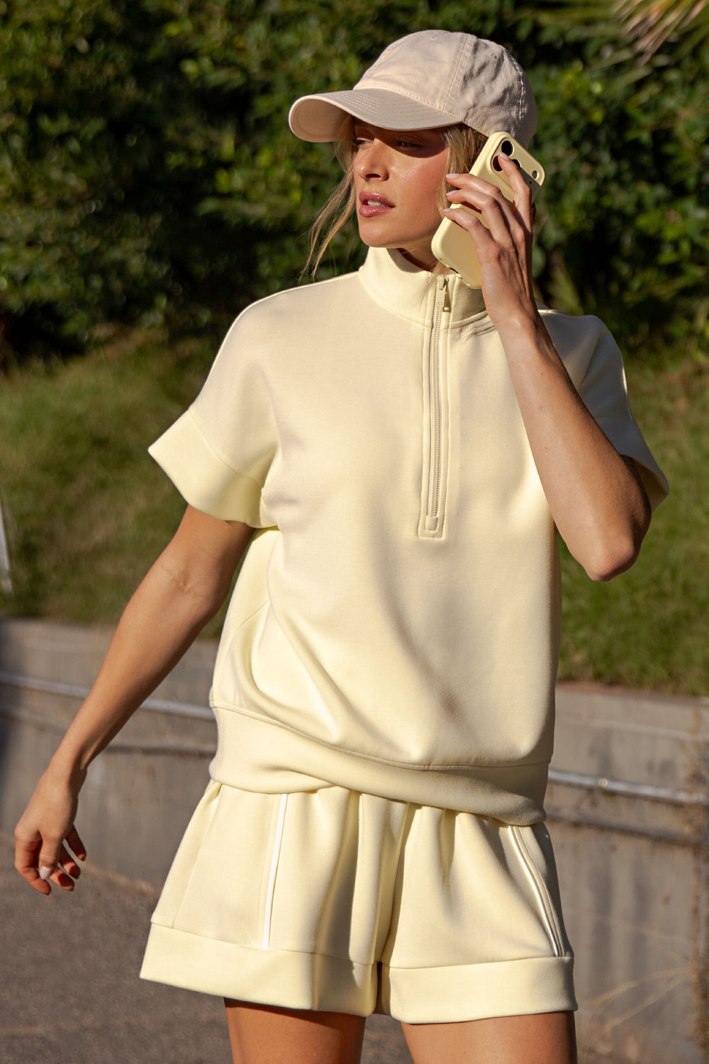 Modal 1/4 Zip Short Sleeve Top PLUS SIZE