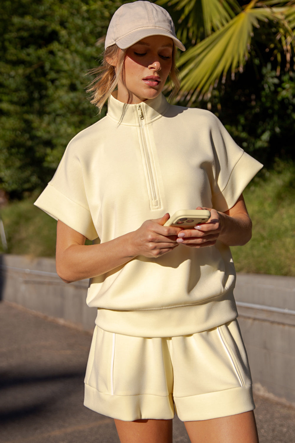 Modal 1/4 Zip Short Sleeve Top PLUS SIZE