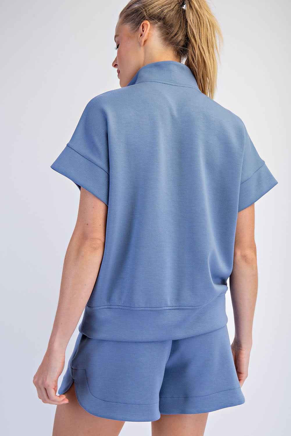 Modal 1/4 Zip Short Sleeve Top