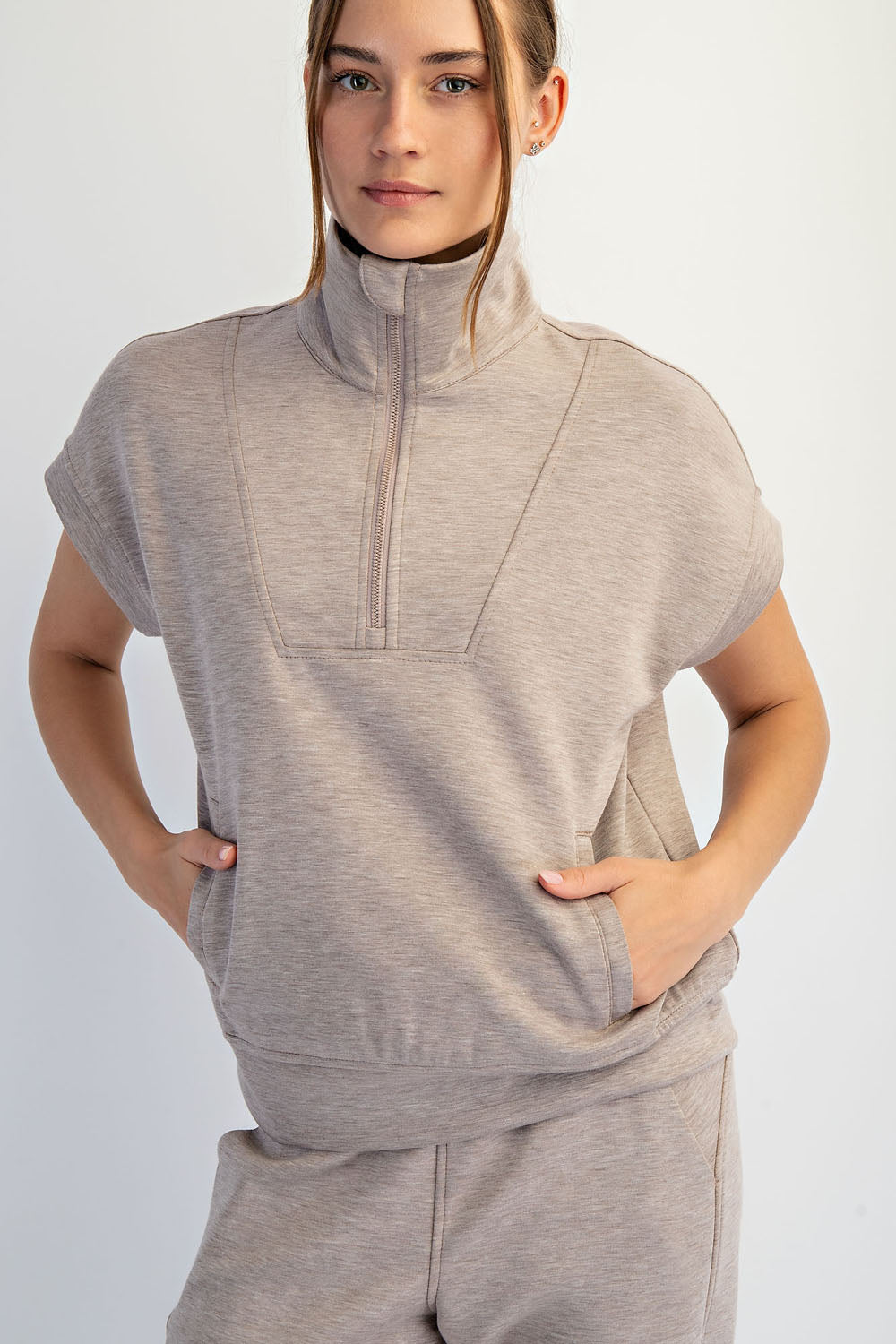 Short Sleeve Quarter Zip Pullover