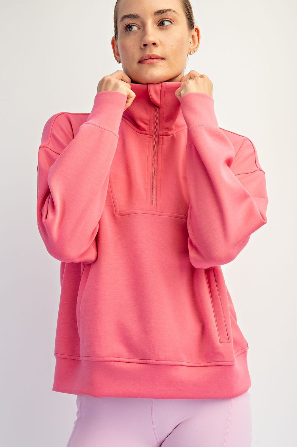 Modal Quarter Zip Mock Neck Pullover