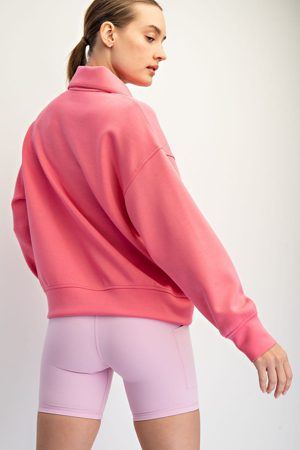 Modal Quarter Zip Mock Neck Pullover