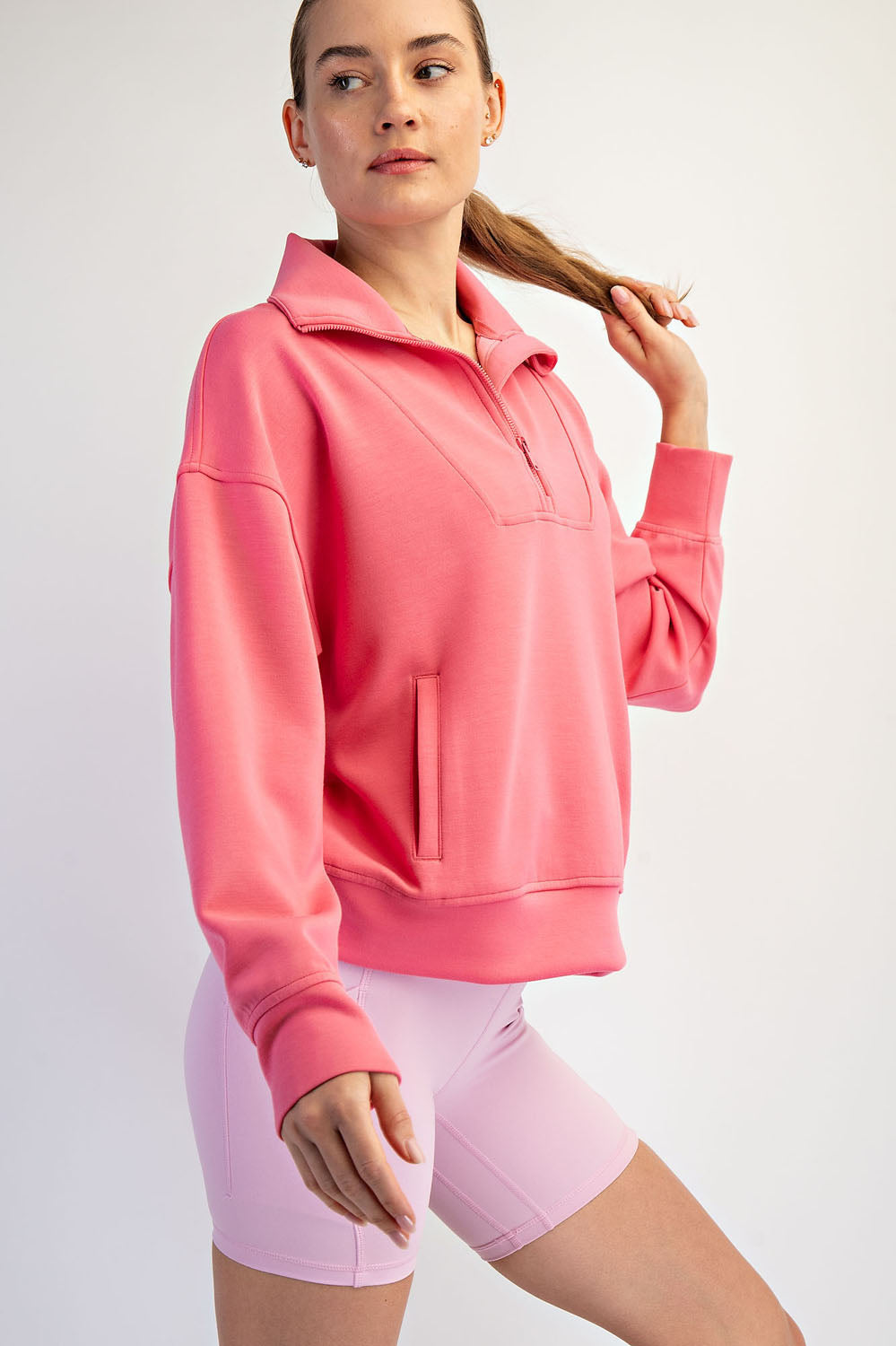 Modal Quarter Zip Mock Neck Pullover