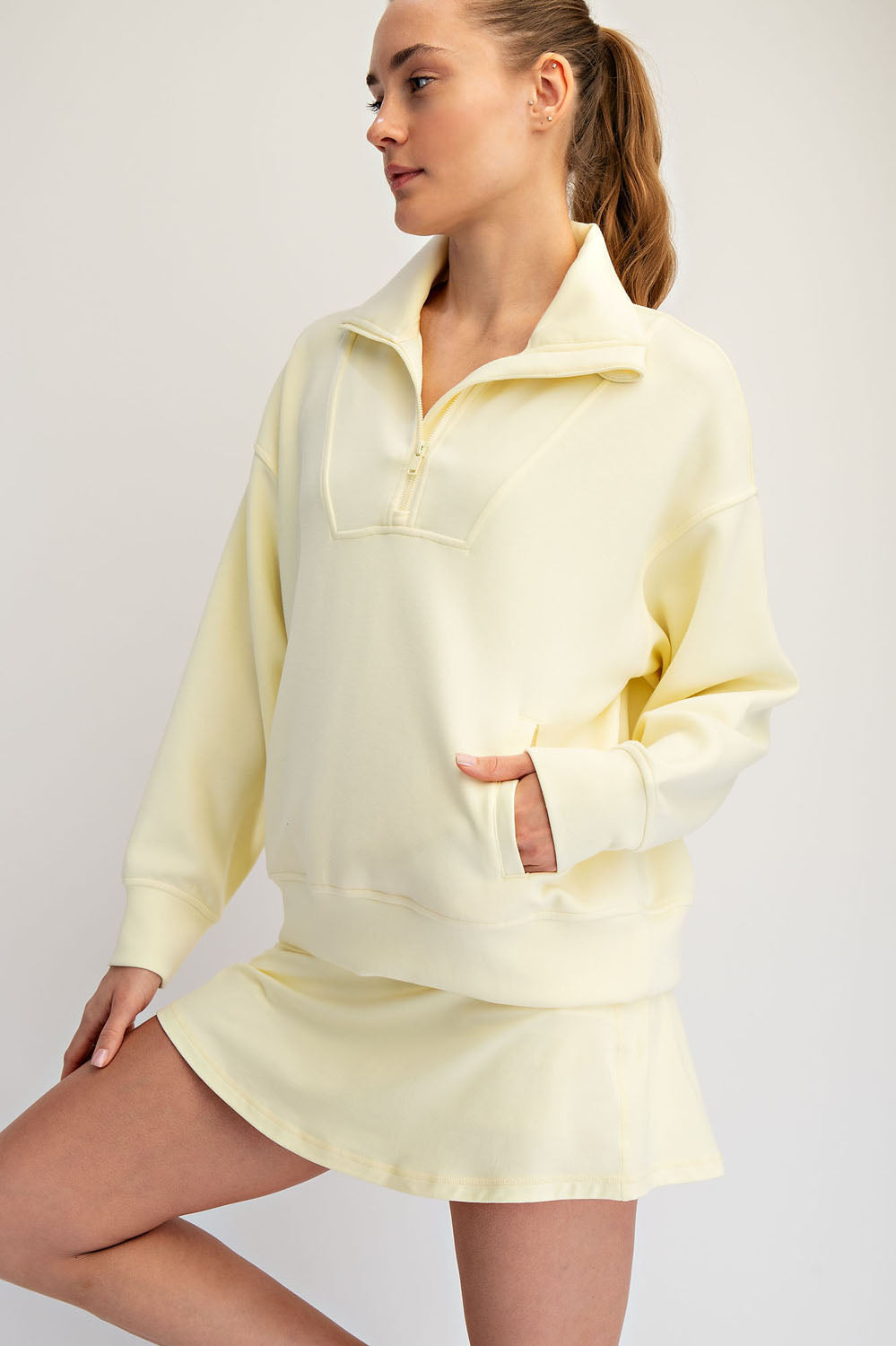 Modal Quarter Zip Mock Neck Pullover
