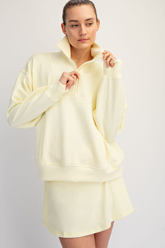 Modal Quarter Zip Mock Neck Pullover