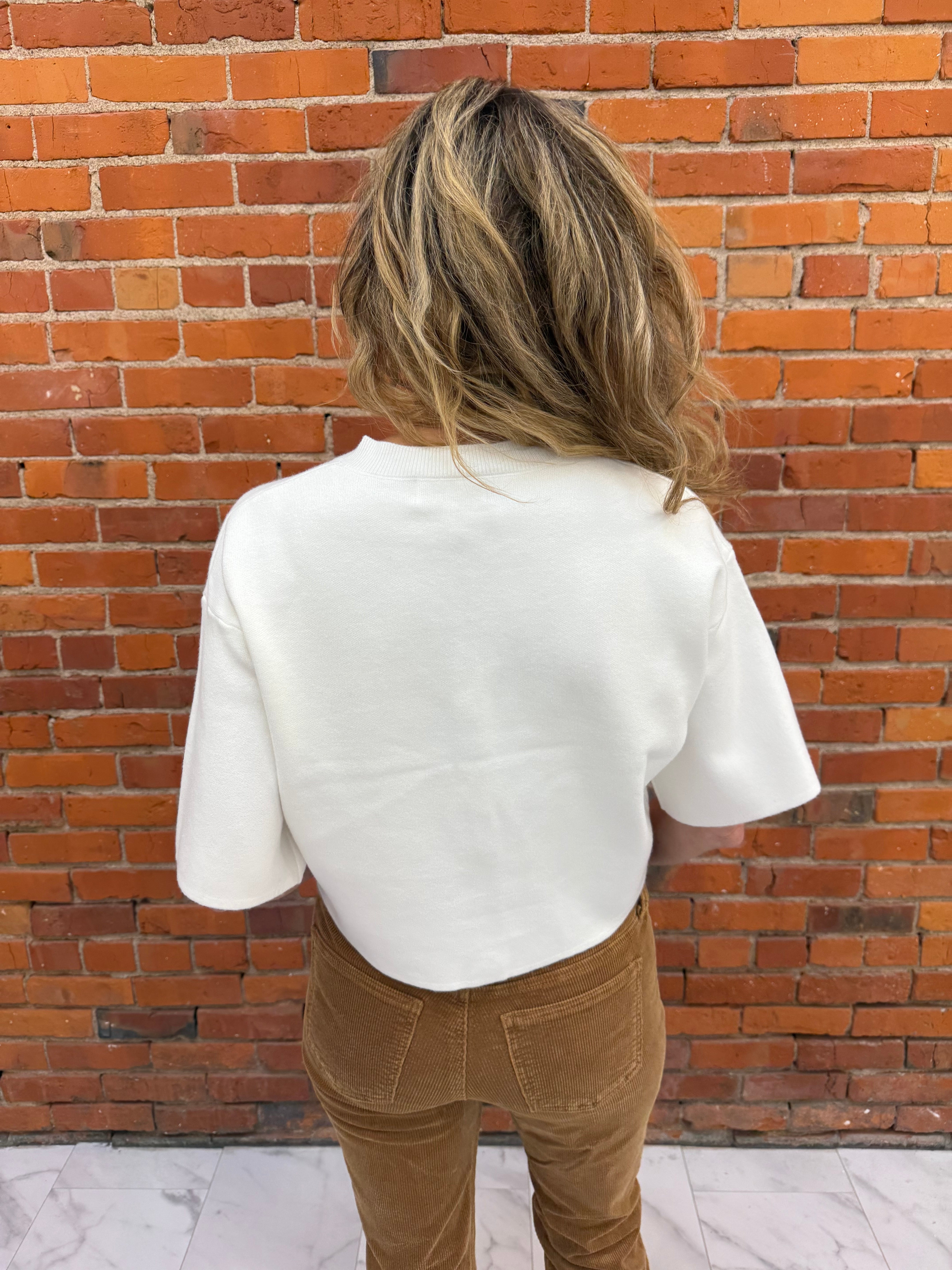 Button Down Crop Knit Sweater