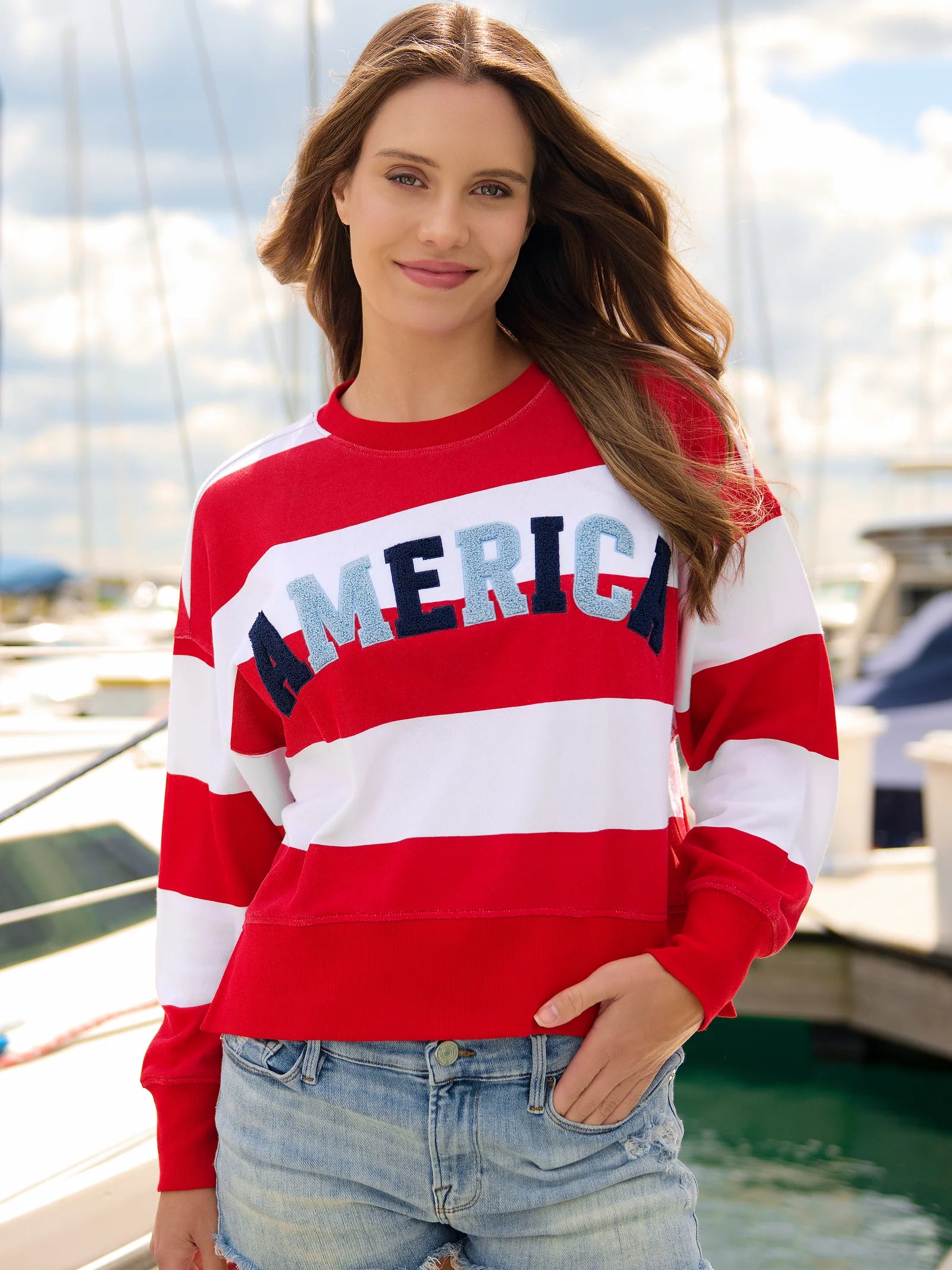 America Rugby Stripe Relaxed Sweatshirt