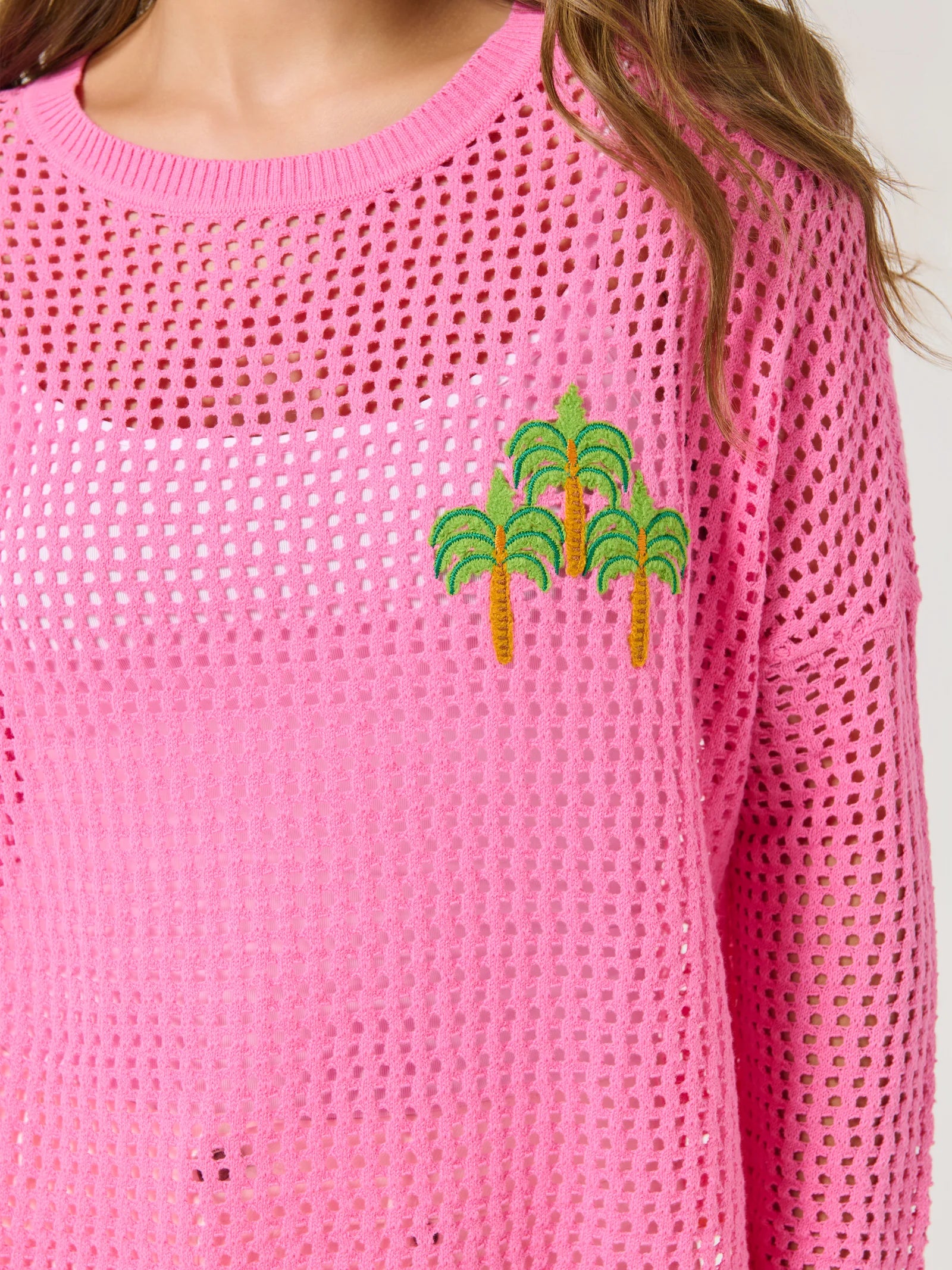 Palm Tree Mesh Sweater