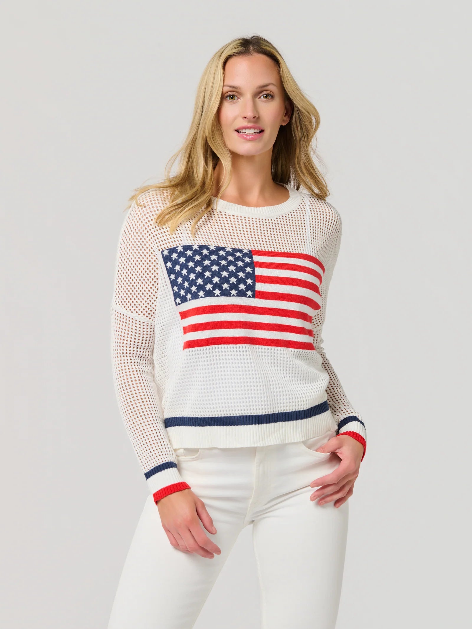 American Flag Mesh Sweater