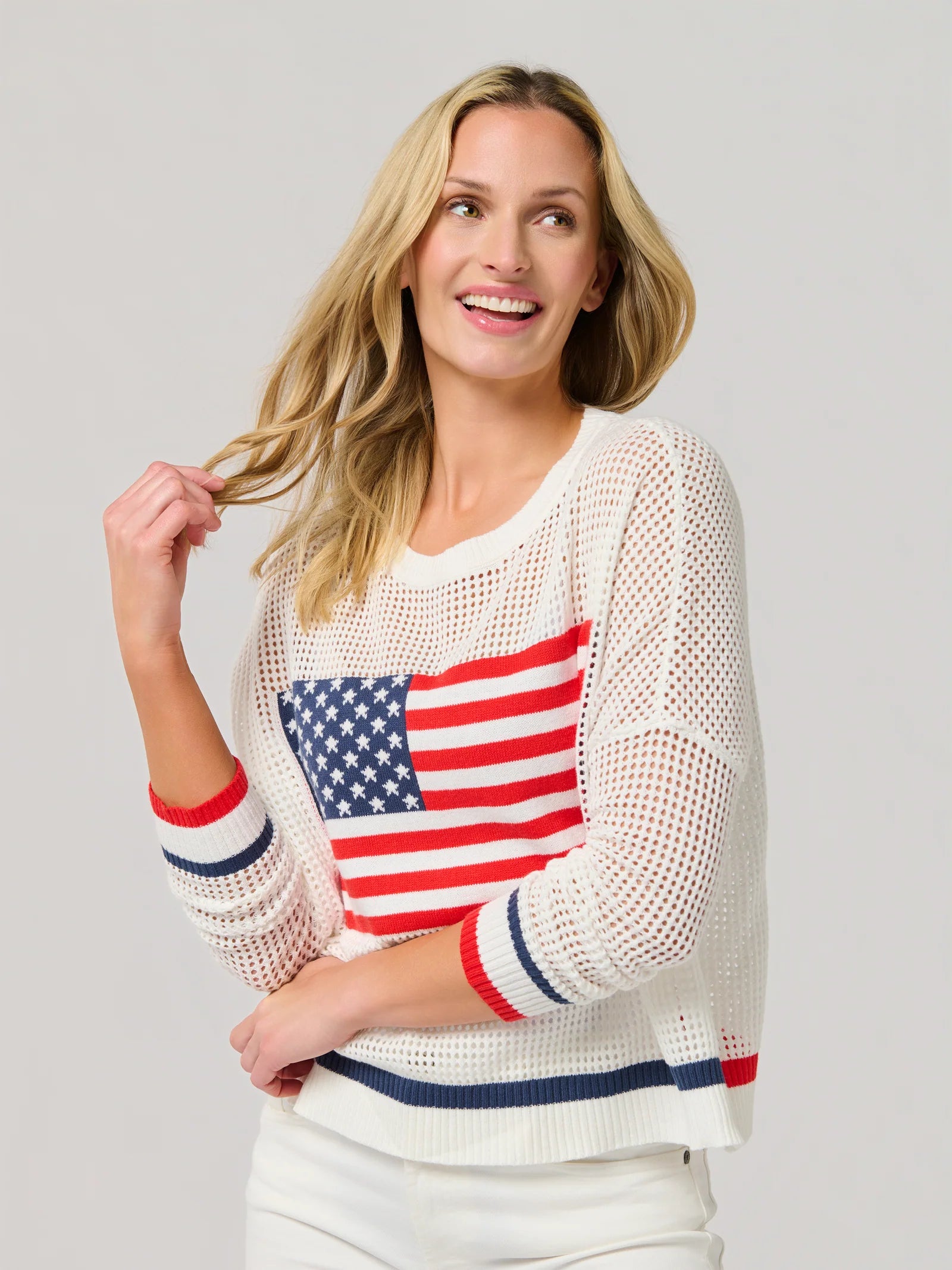 American Flag Mesh Sweater