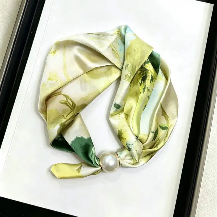Pearl Magnetic Clasp Satin Scarf