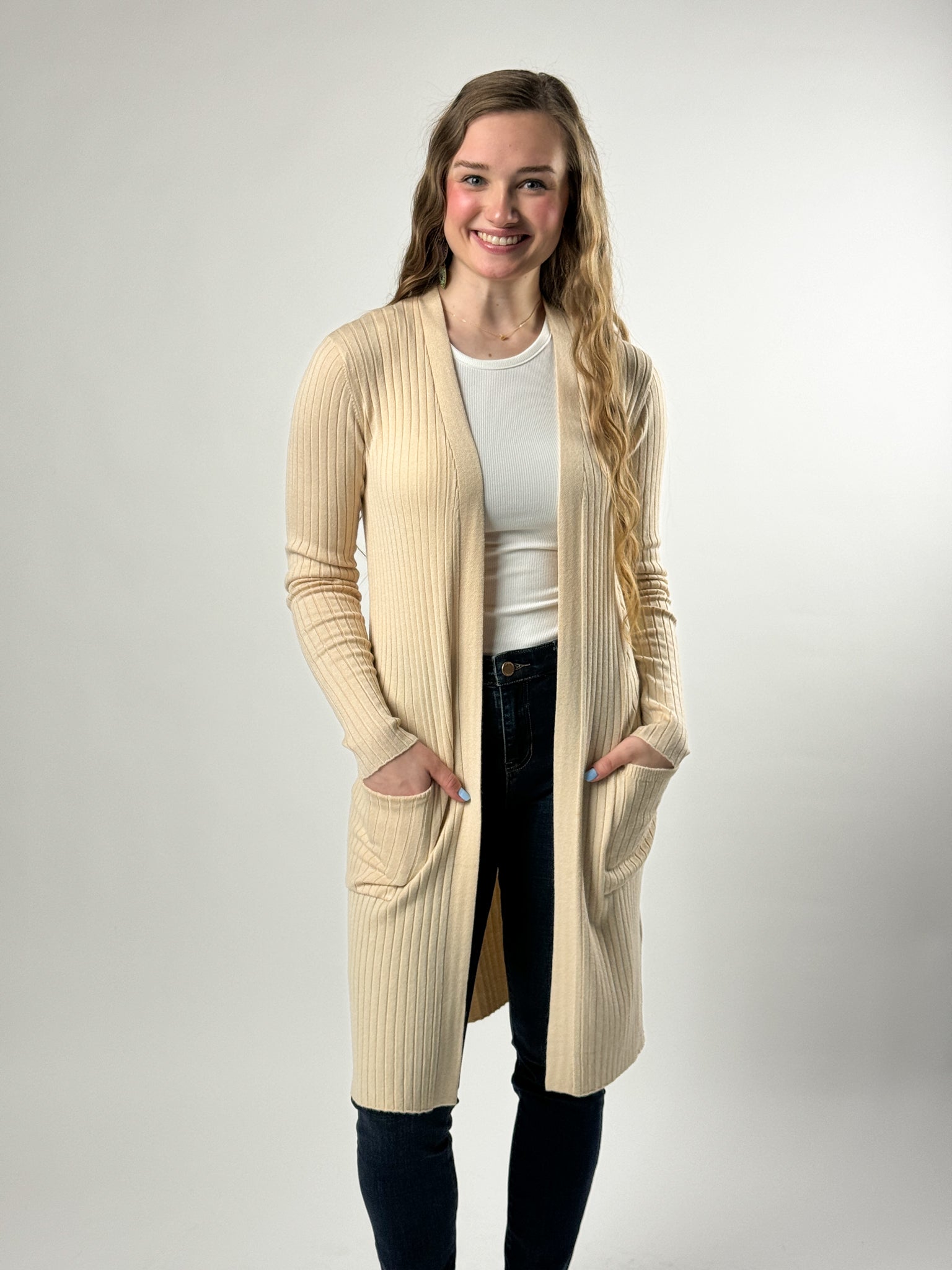Staccato Long Sleeve Ribbed Cardigan