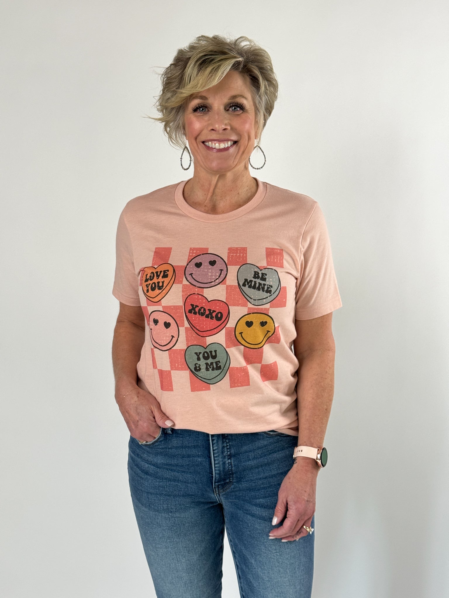 Valentine's Heart Candy Checker Graphic Tee