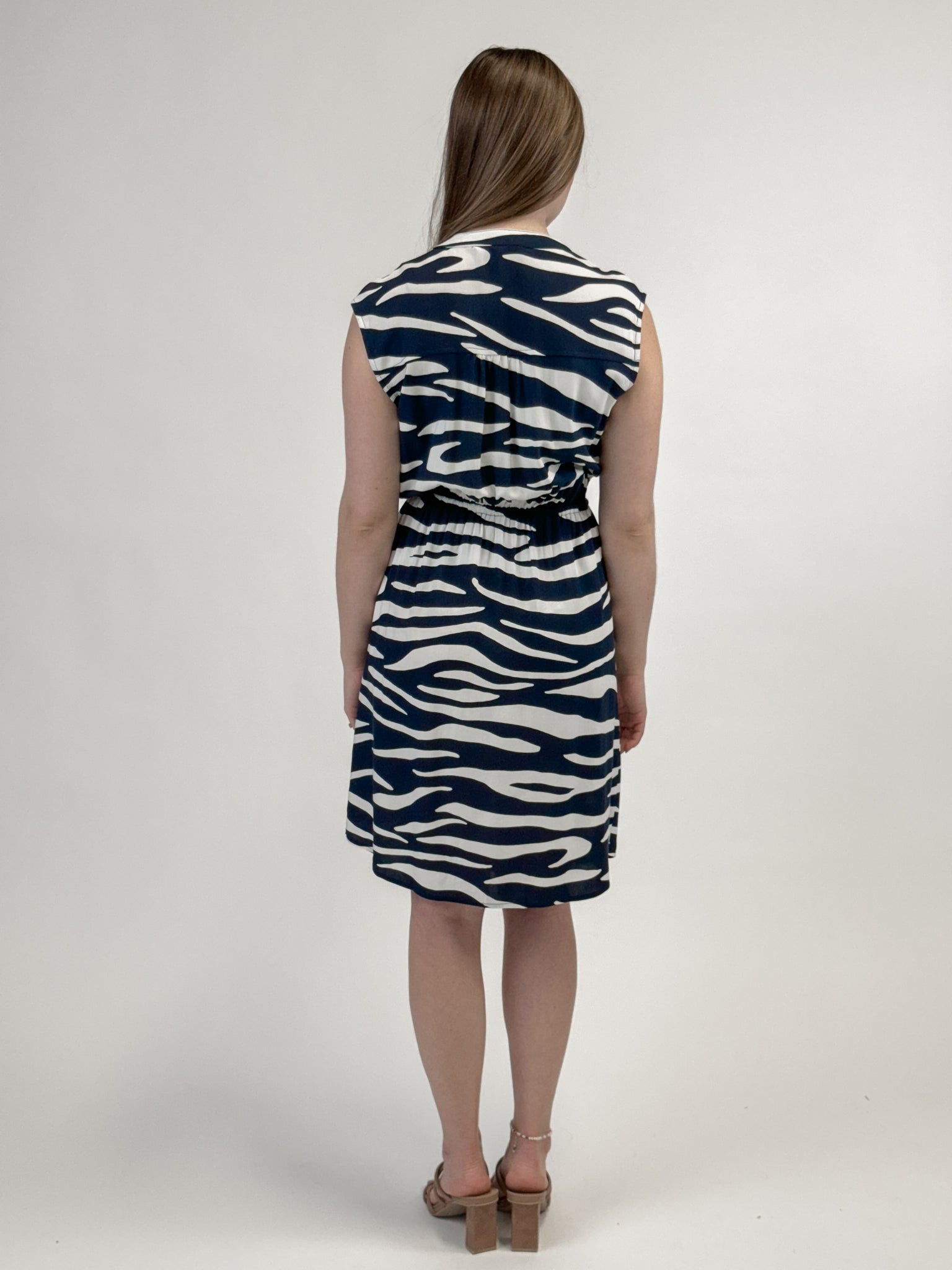 Organic Stripe Zip Sleeveless Dress