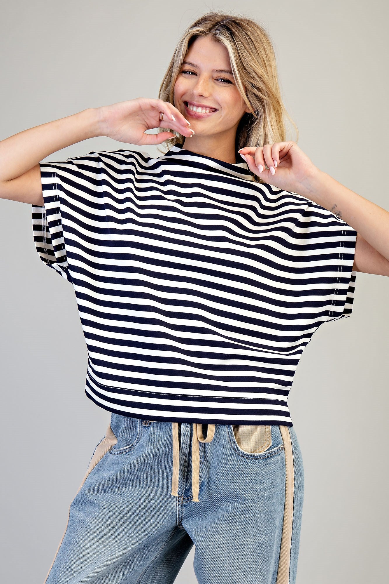 Striped Loose Fit Short Sleeve Top
