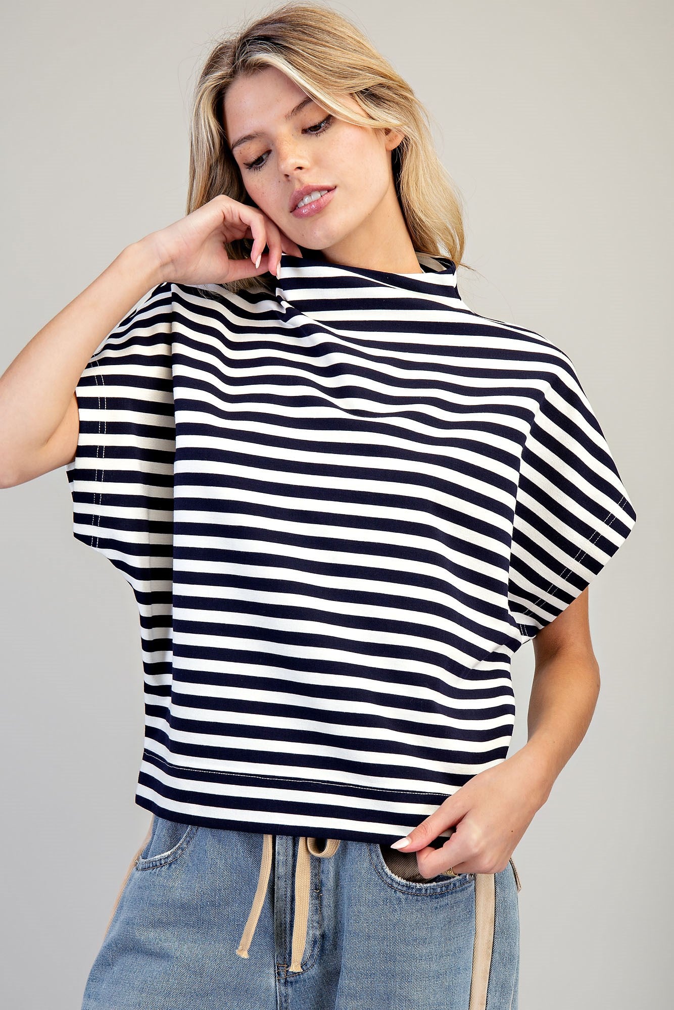 Striped Loose Fit Short Sleeve Top