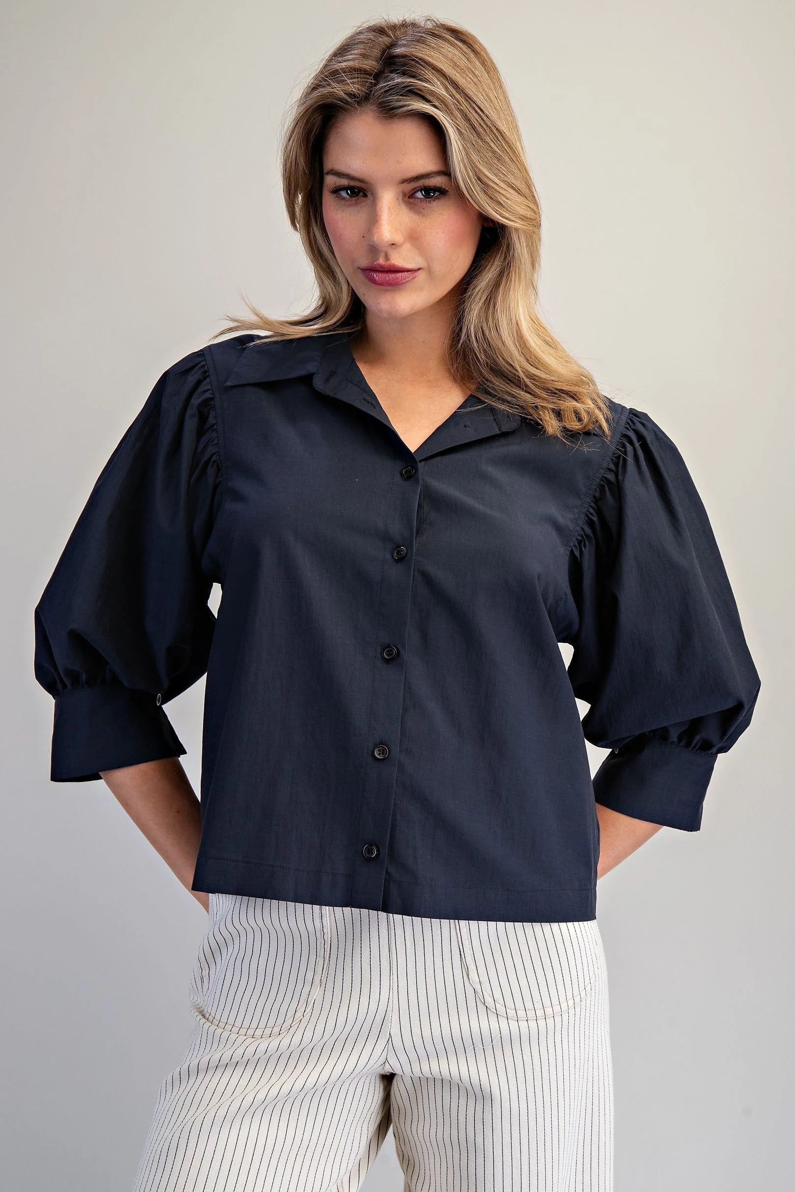 Puff Sleeve Button Down Shirt