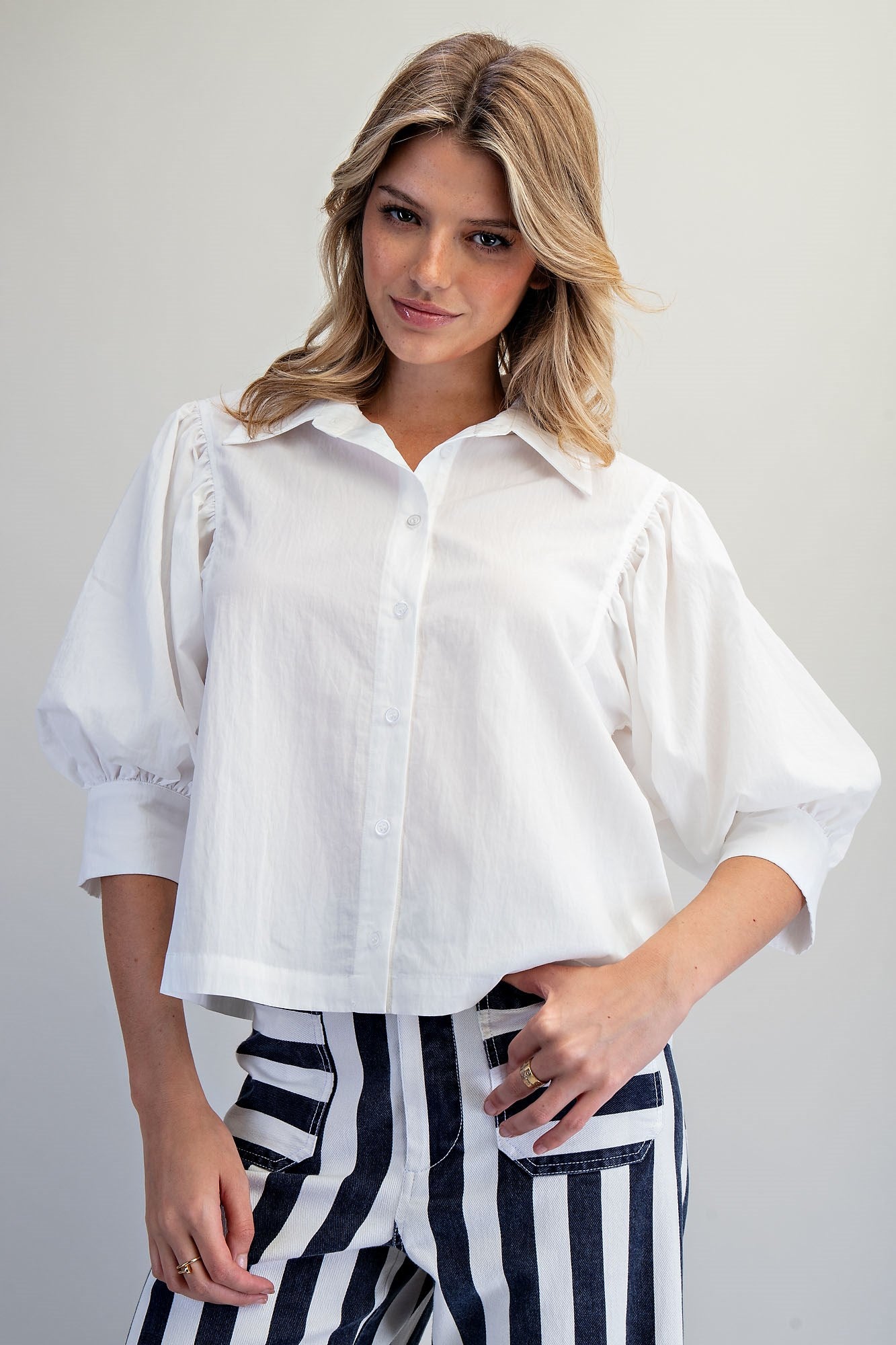 Puff Sleeve Button Down Shirt