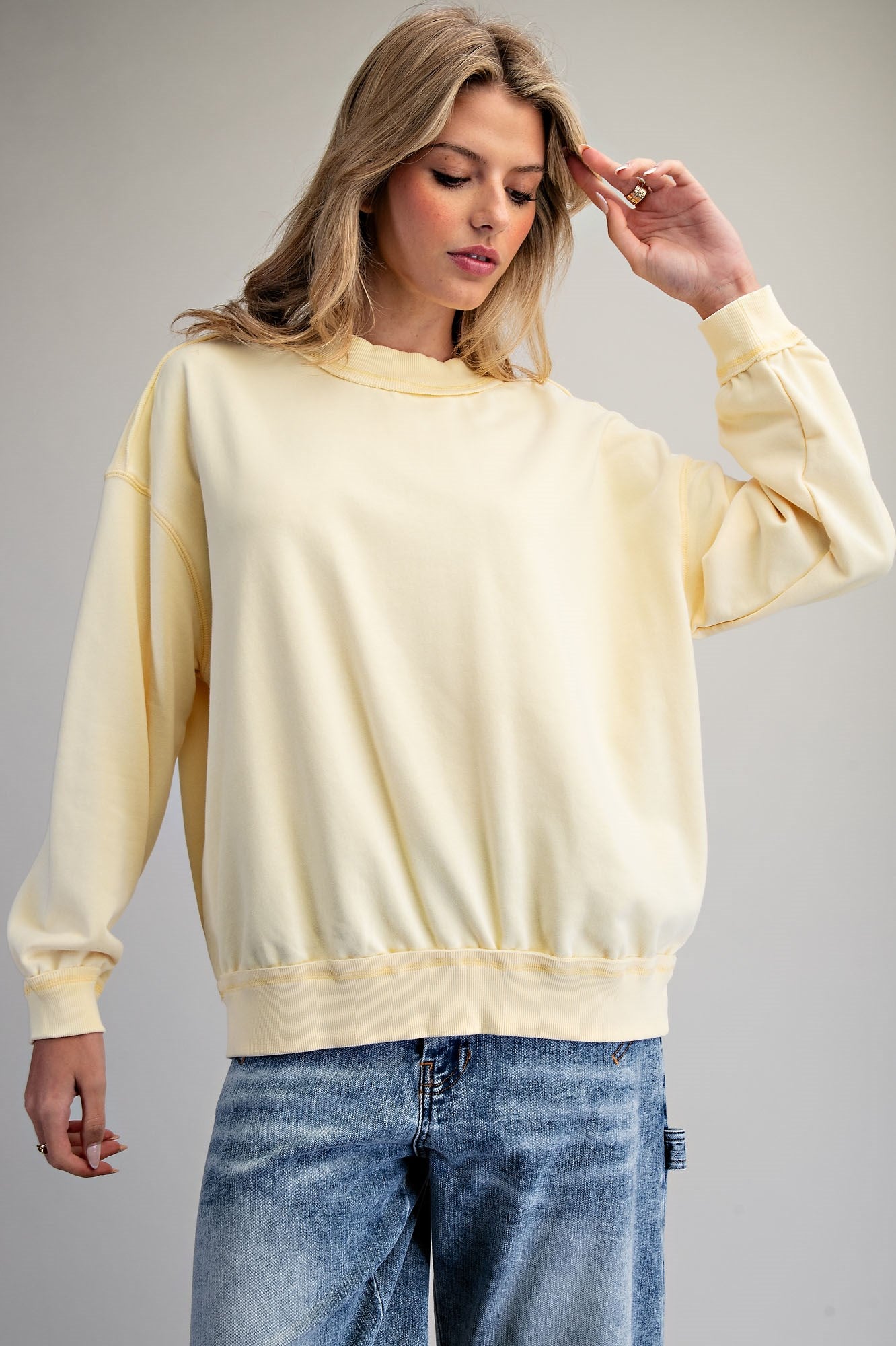 Snow Washed Long Sleeve Sweatshirt