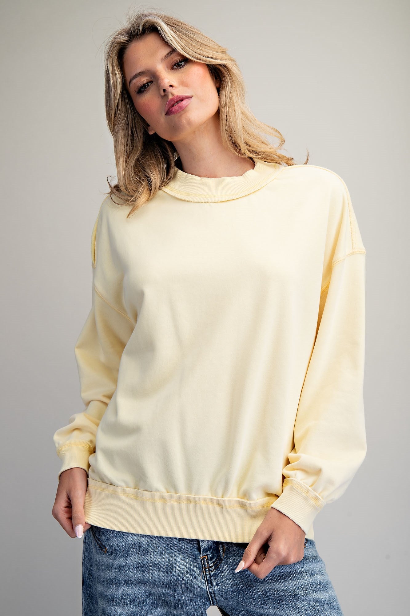 Snow Washed Long Sleeve Sweatshirt
