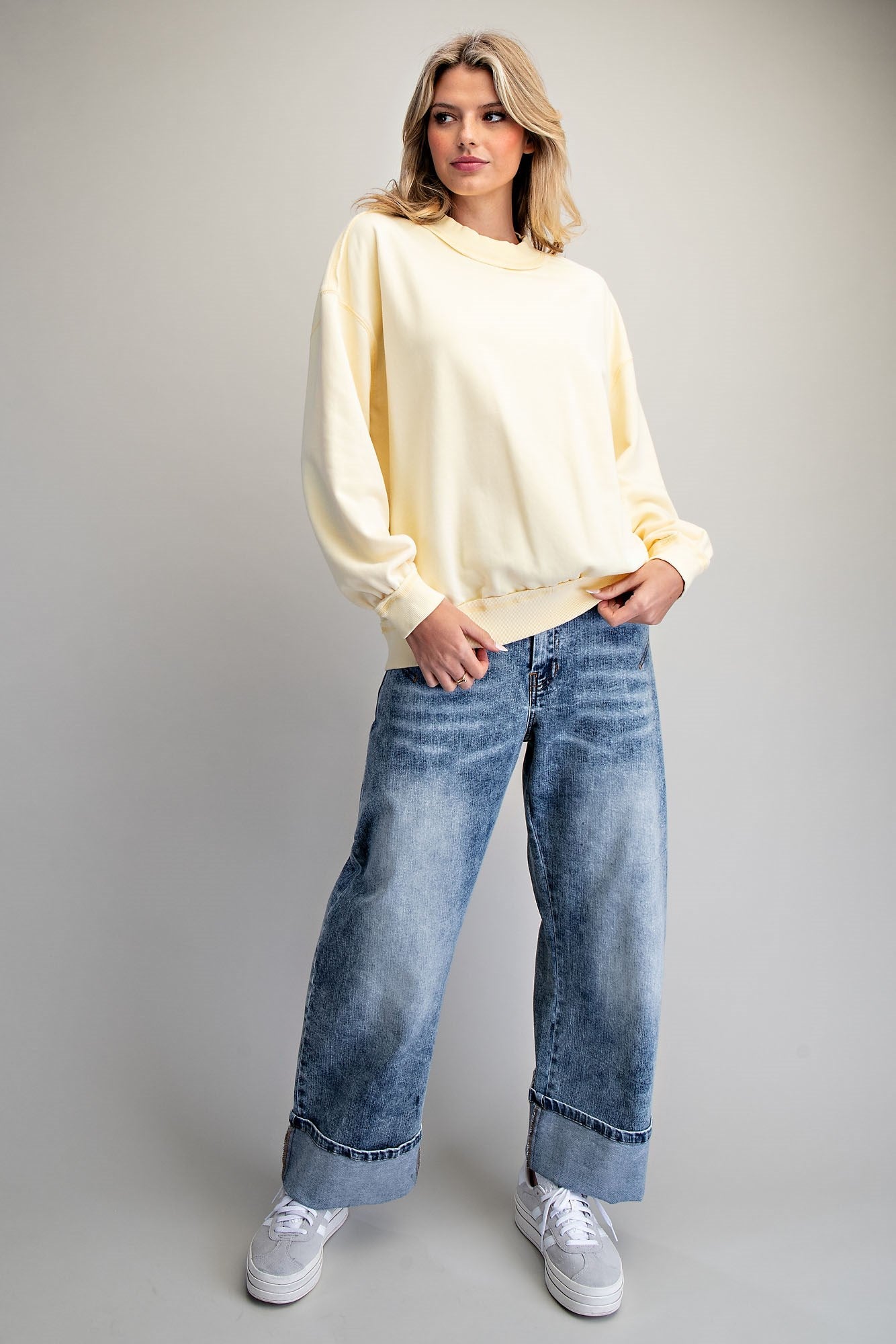 Snow Washed Long Sleeve Sweatshirt