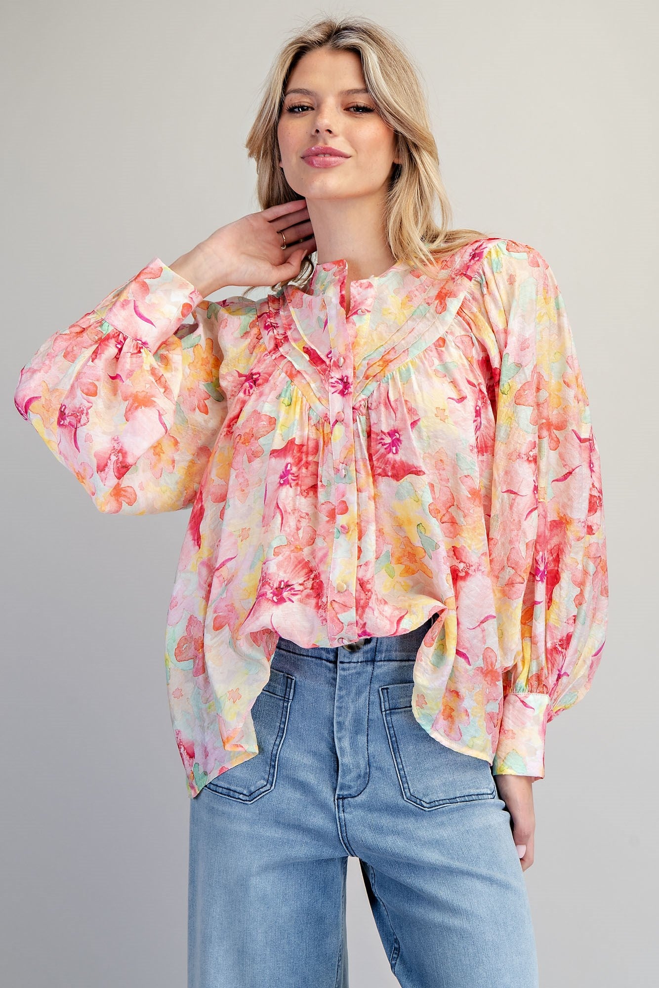 Floral Printed Button Down Blouse