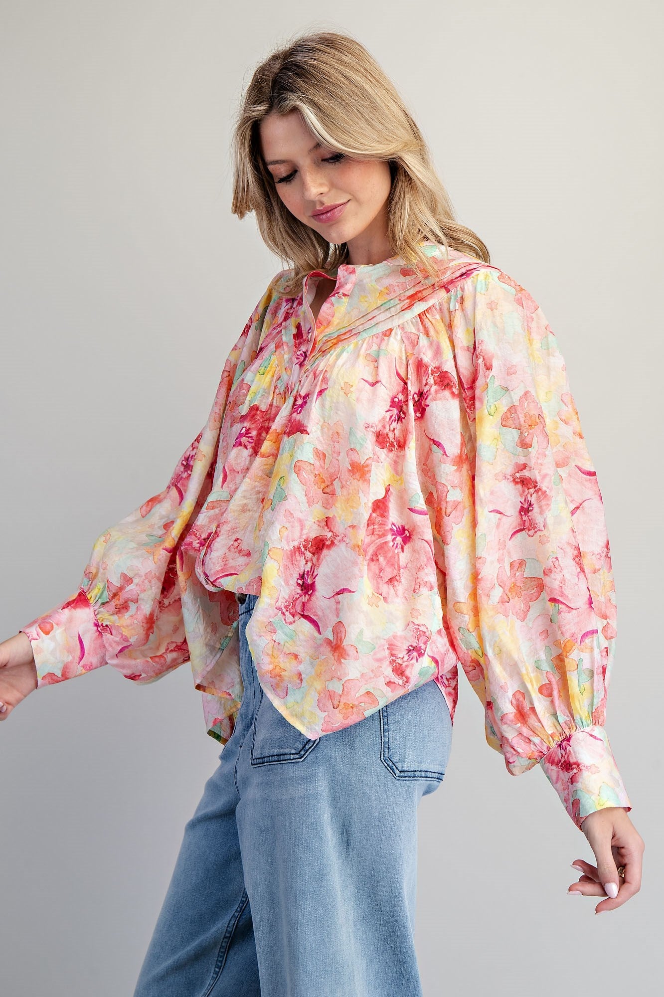 Floral Printed Button Down Blouse