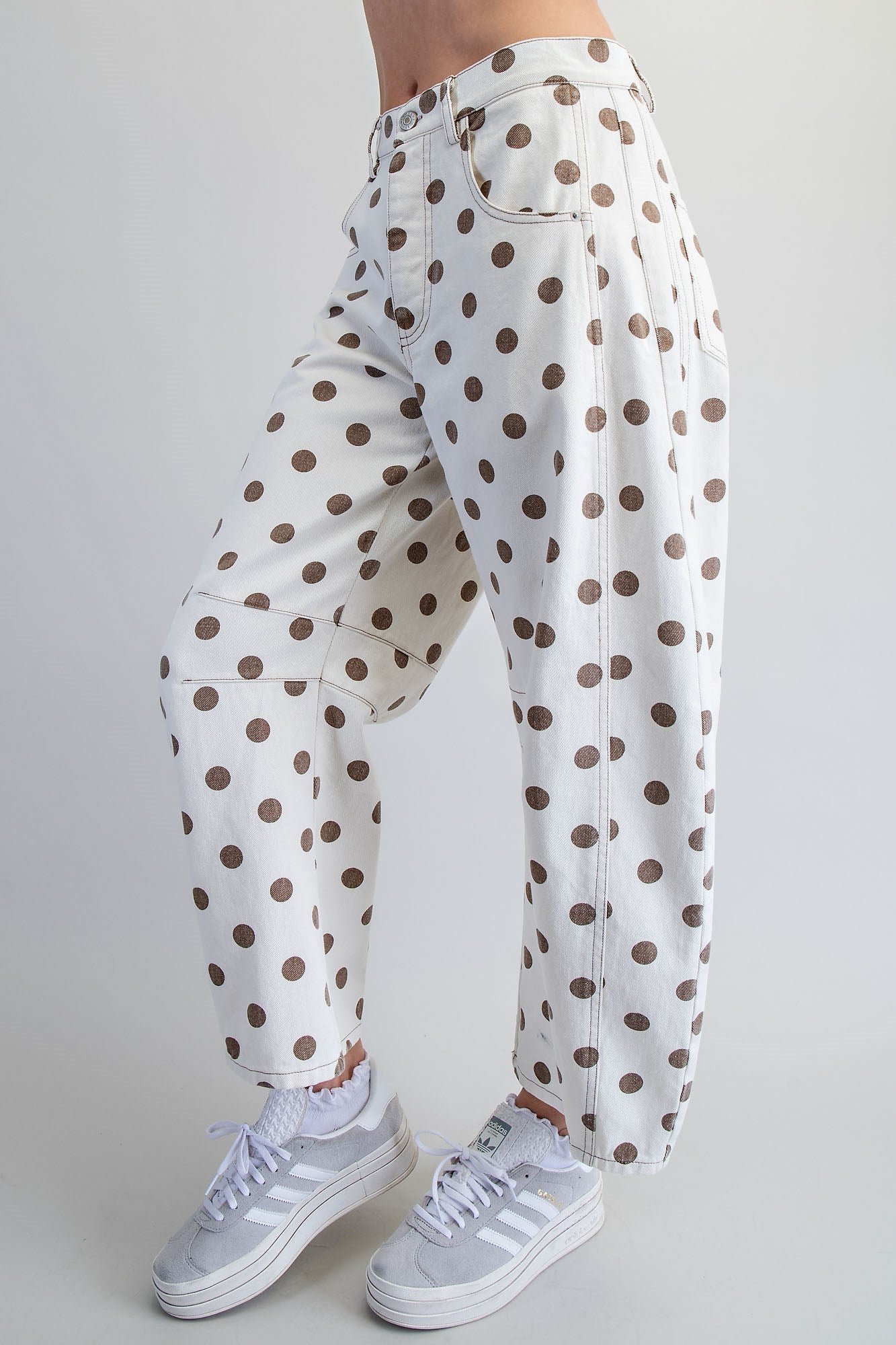 Mineral Washed Polka Dot Barrel Pants