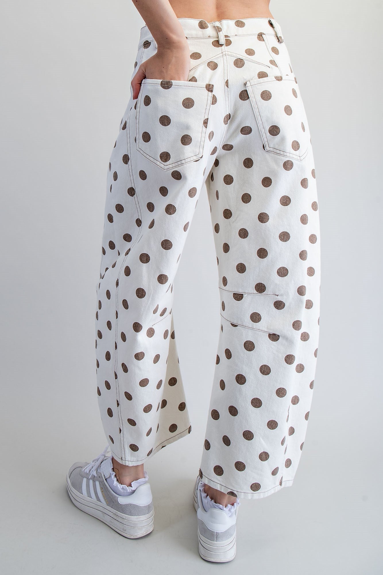 Mineral Washed Polka Dot Barrel Pants