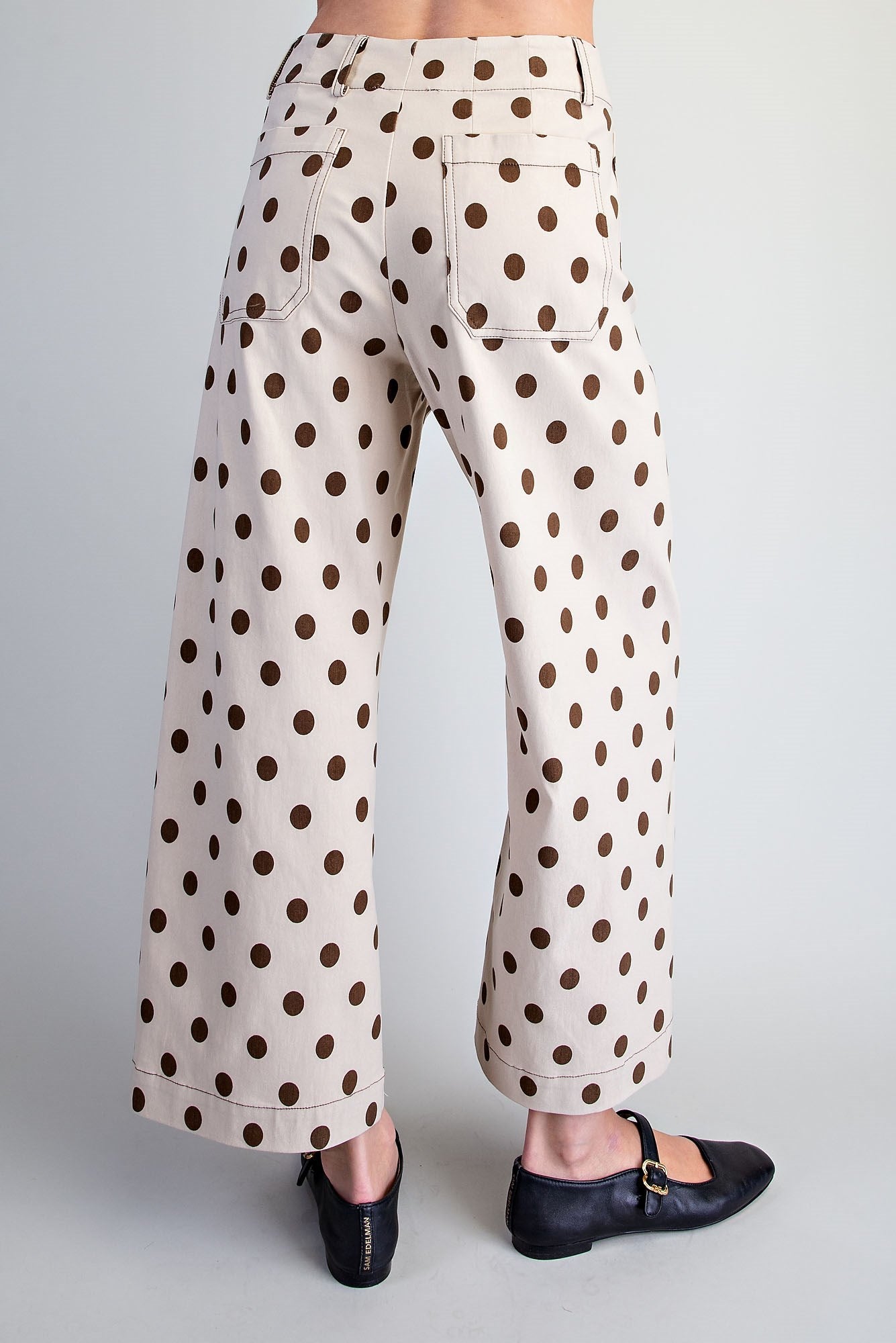 Polka Dot Topstitched Pants
