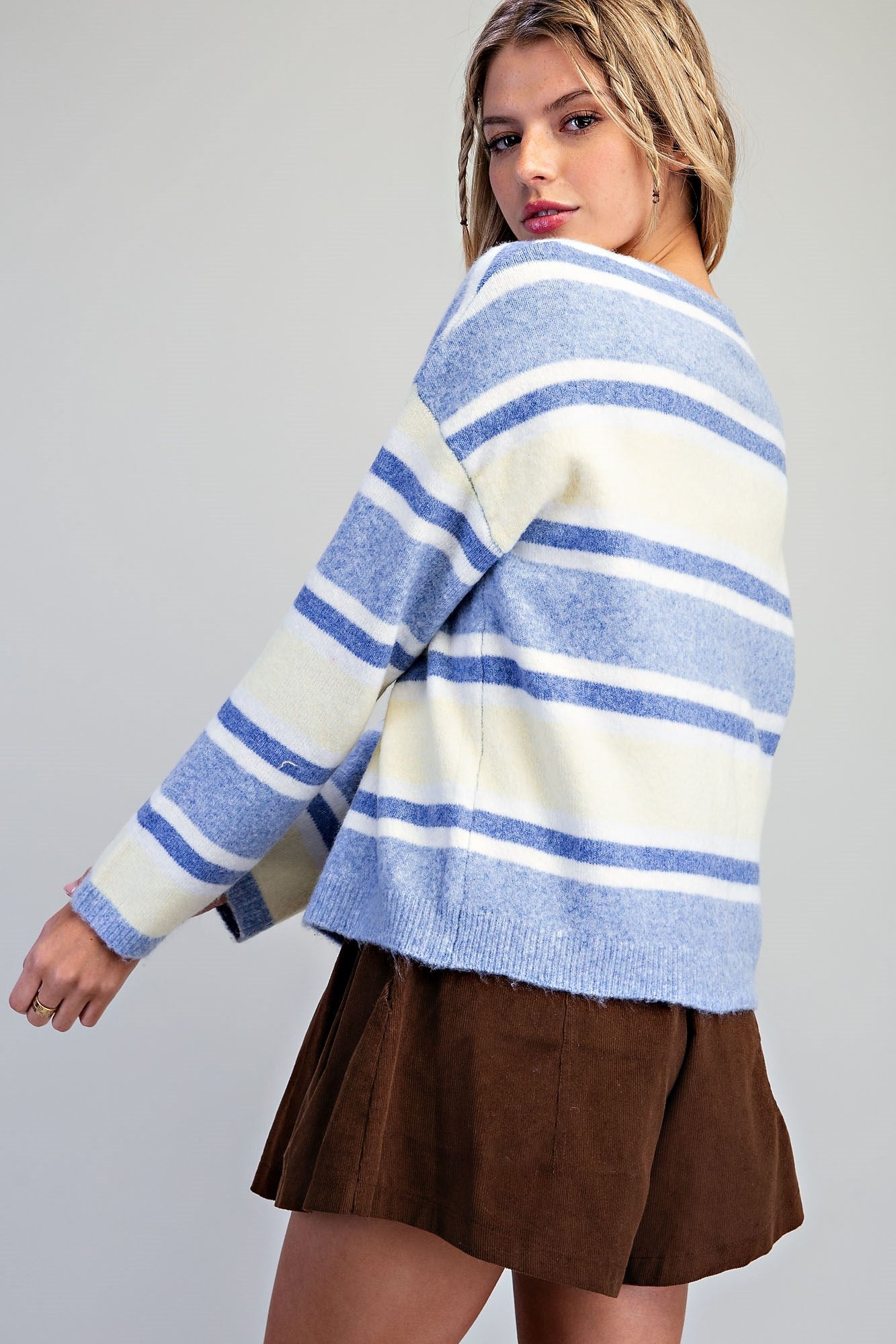 Striped Button Front Cardigan
