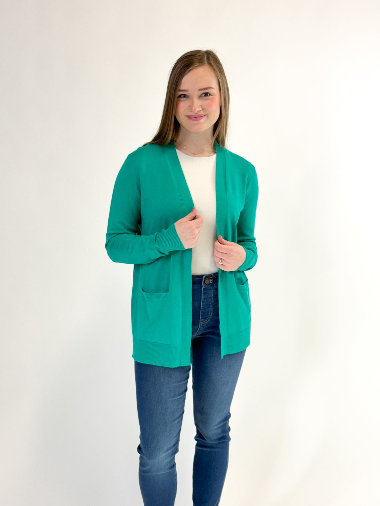 Open Front Cardigan - Kelly Green