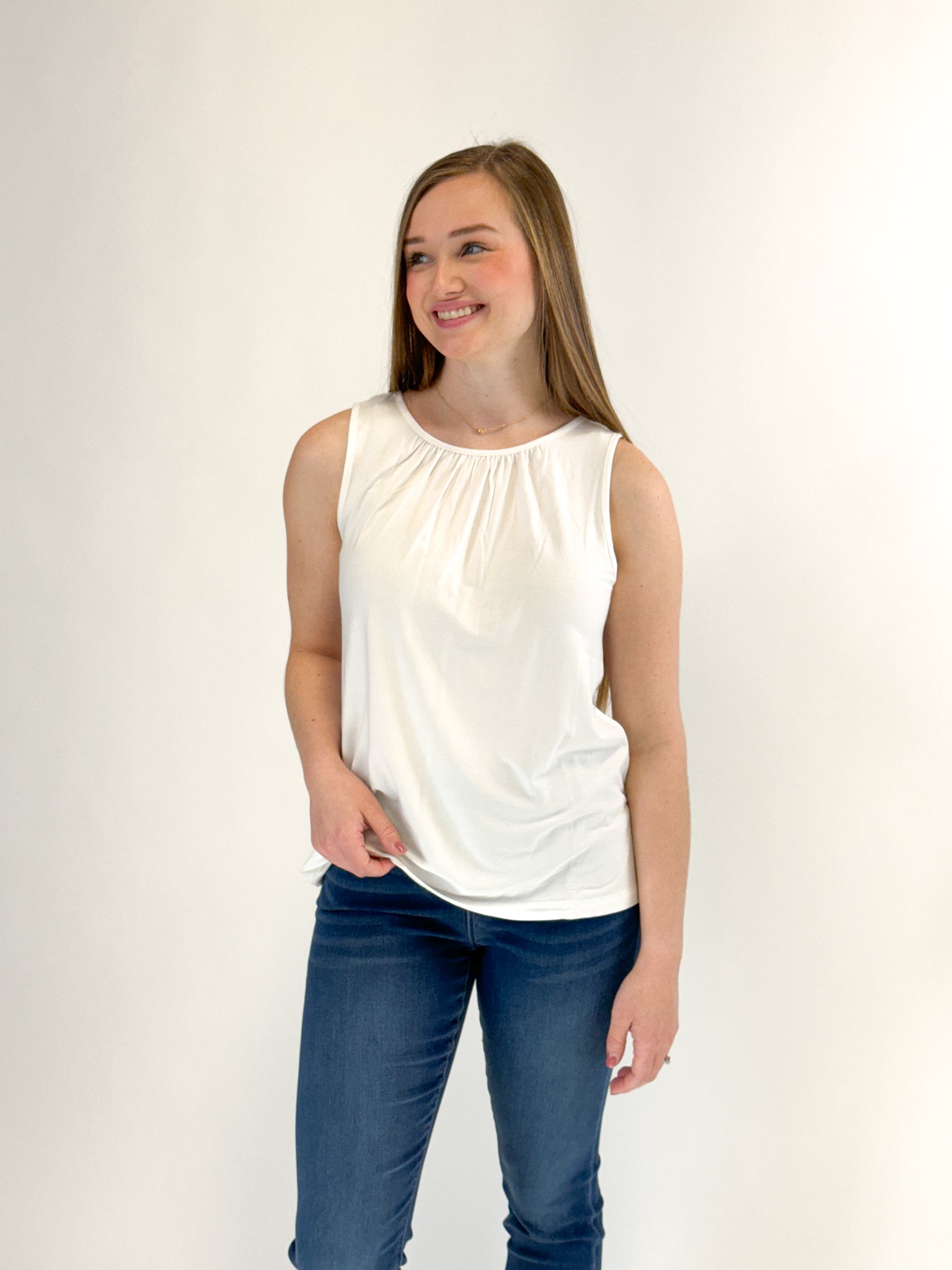 Liverpool A-Line Sleeveless Top - White
