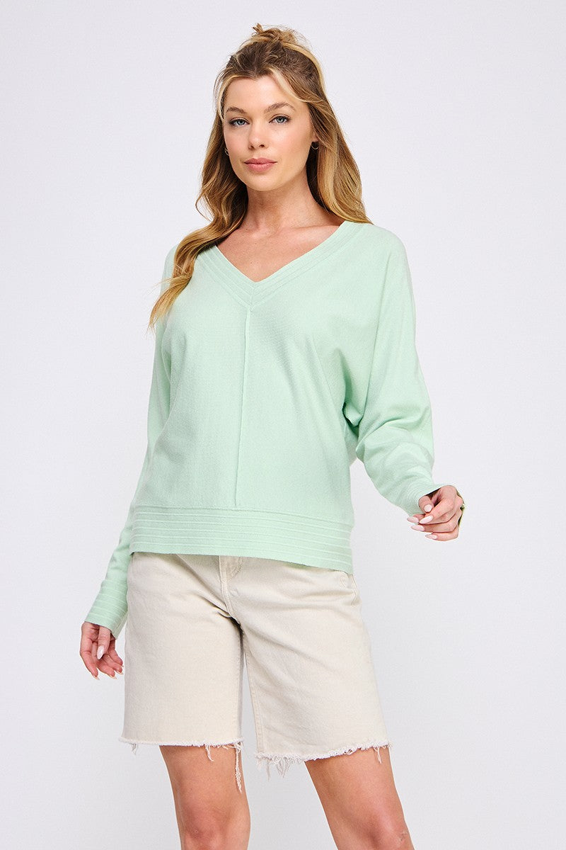 V-Neck Pullover w/ Center Seam