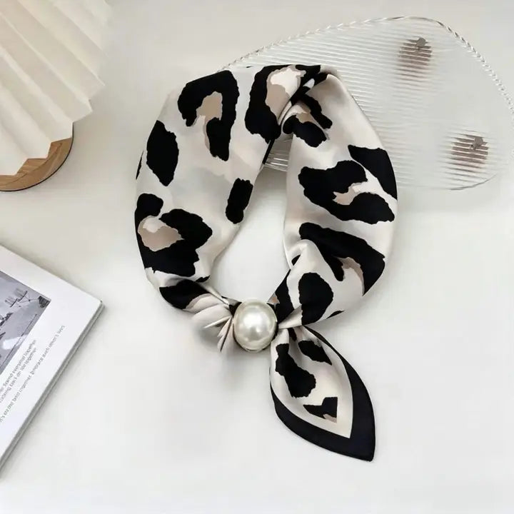 Pearl Magnetic Clasp Satin Scarf