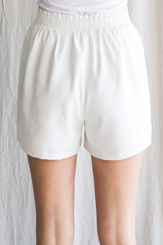 Front Pleated Dress Shorts - Off White